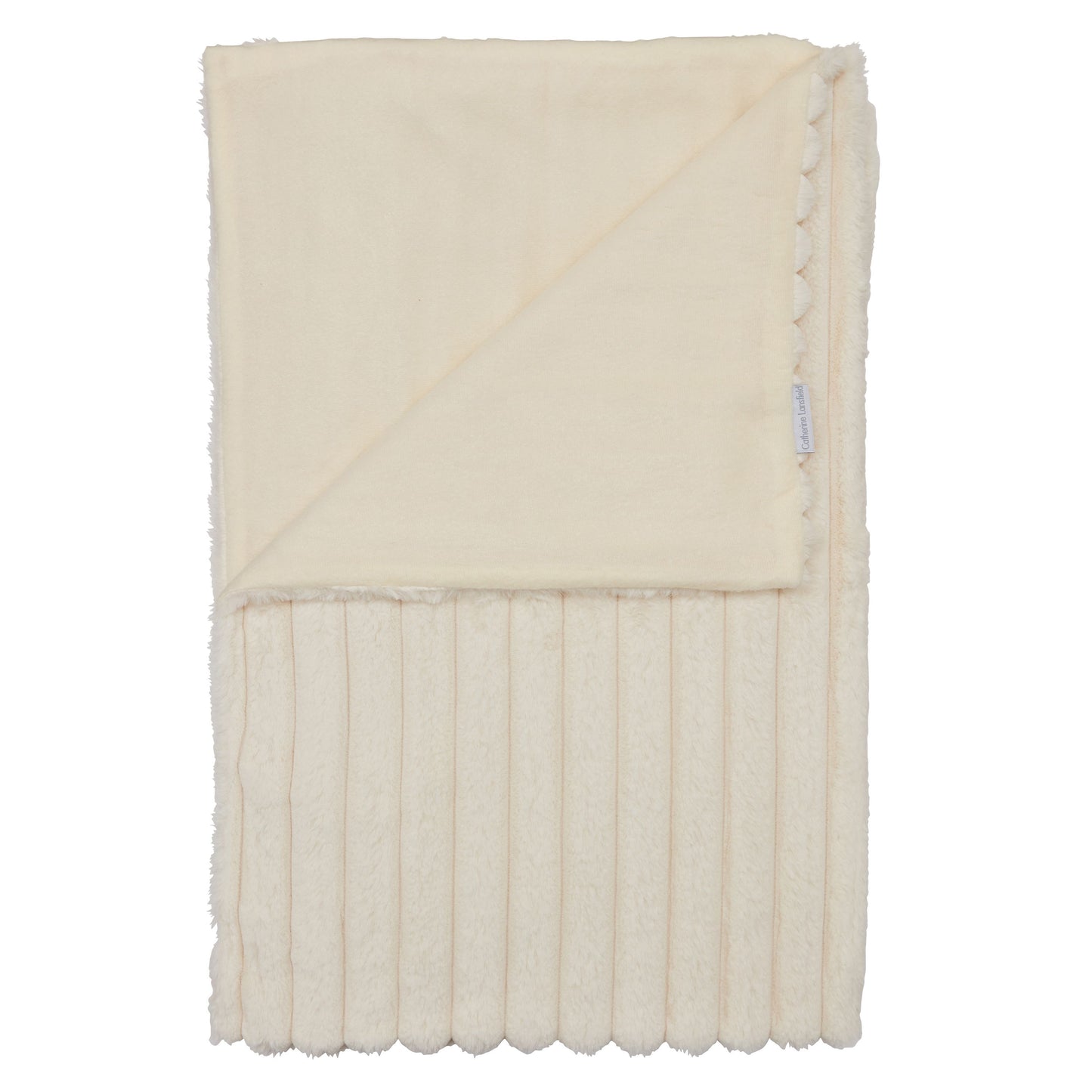 Cosy Ribbed Faux Fur Soft Blanket Throw in Cream by Catherine Lansfield