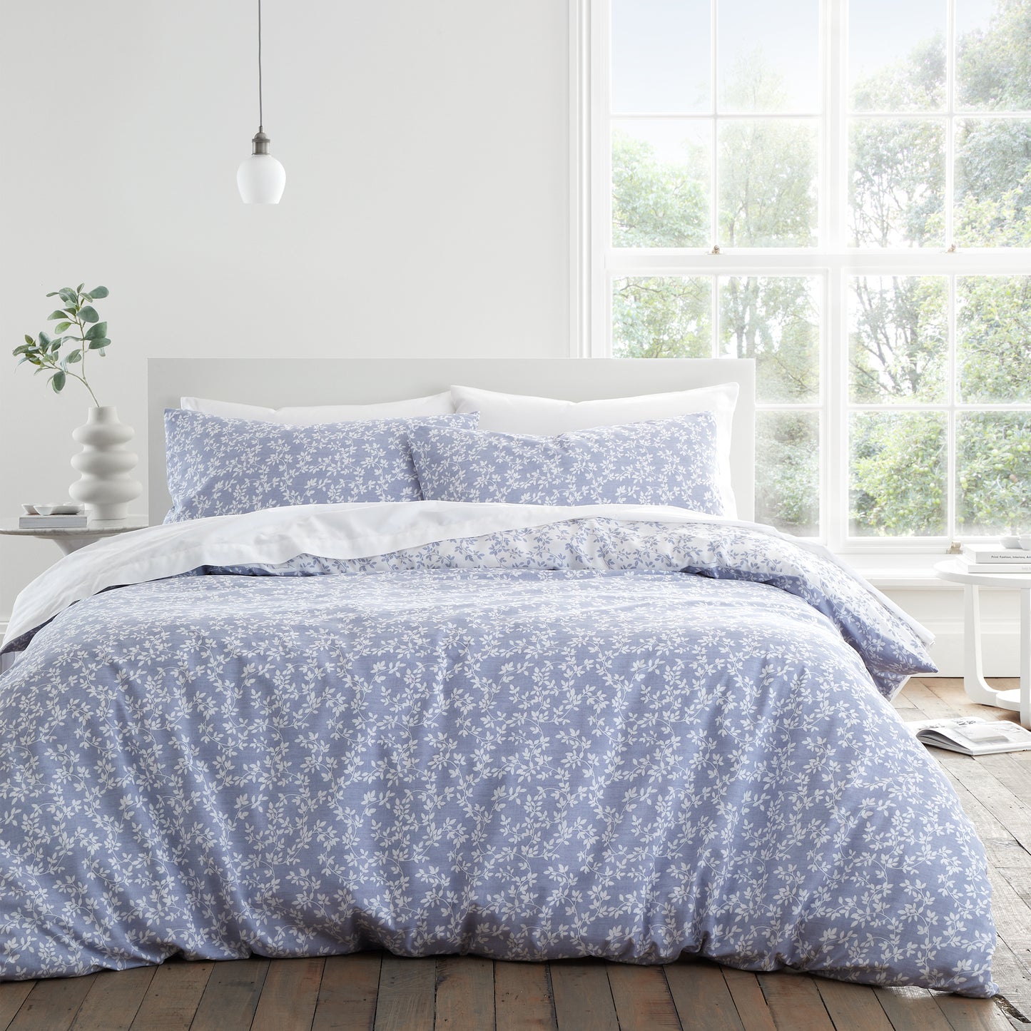 Shadow Leaves French Blue Duvet Cover Set by Bianca