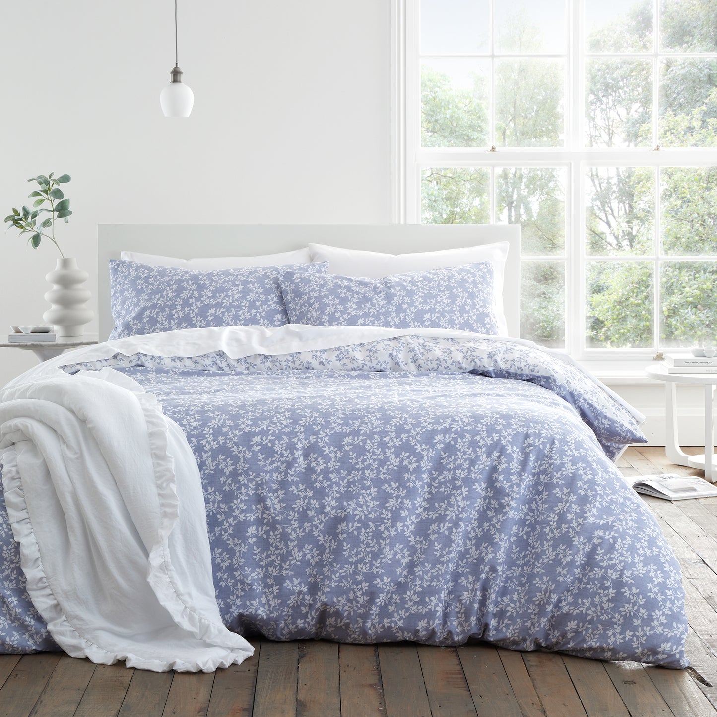 Shadow Leaves French Blue Duvet Cover Set by Bianca