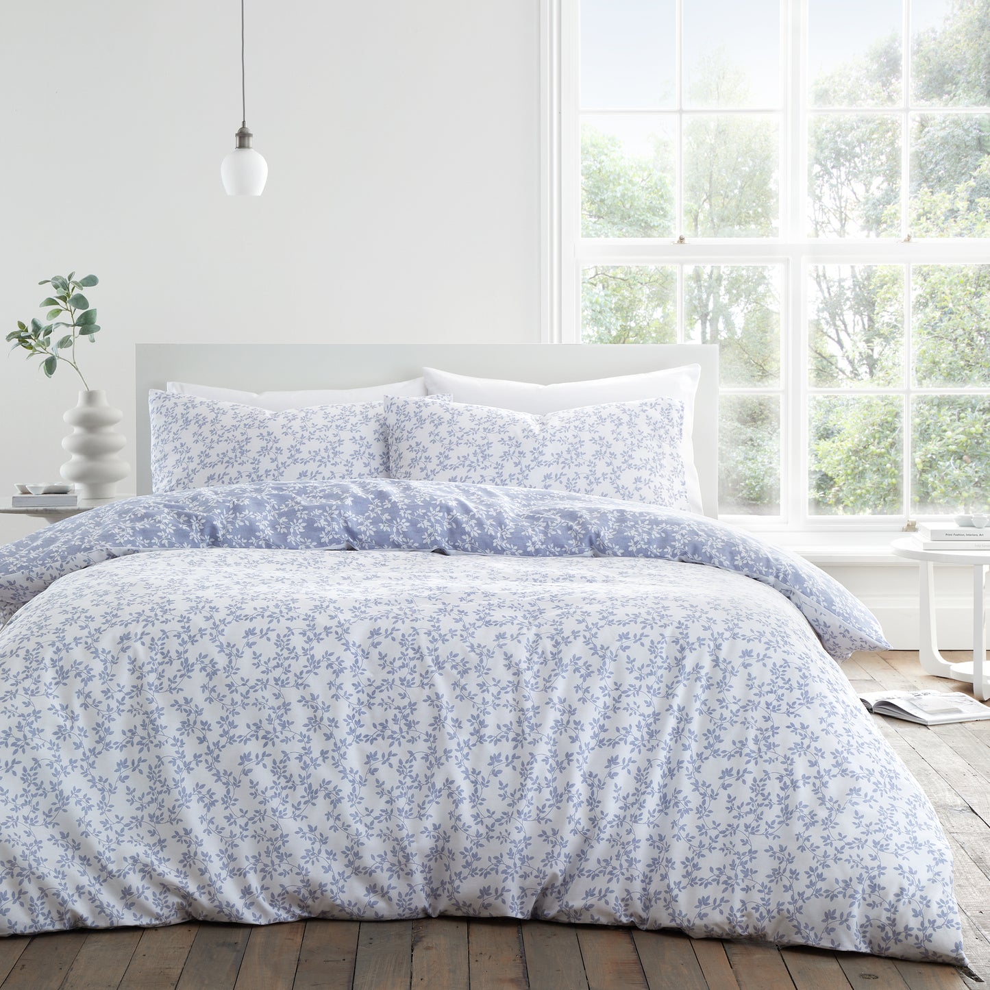 Shadow Leaves French Blue Duvet Cover Set by Bianca