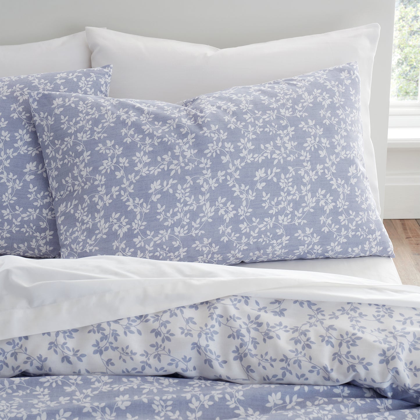 Shadow Leaves French Blue Duvet Cover Set by Bianca