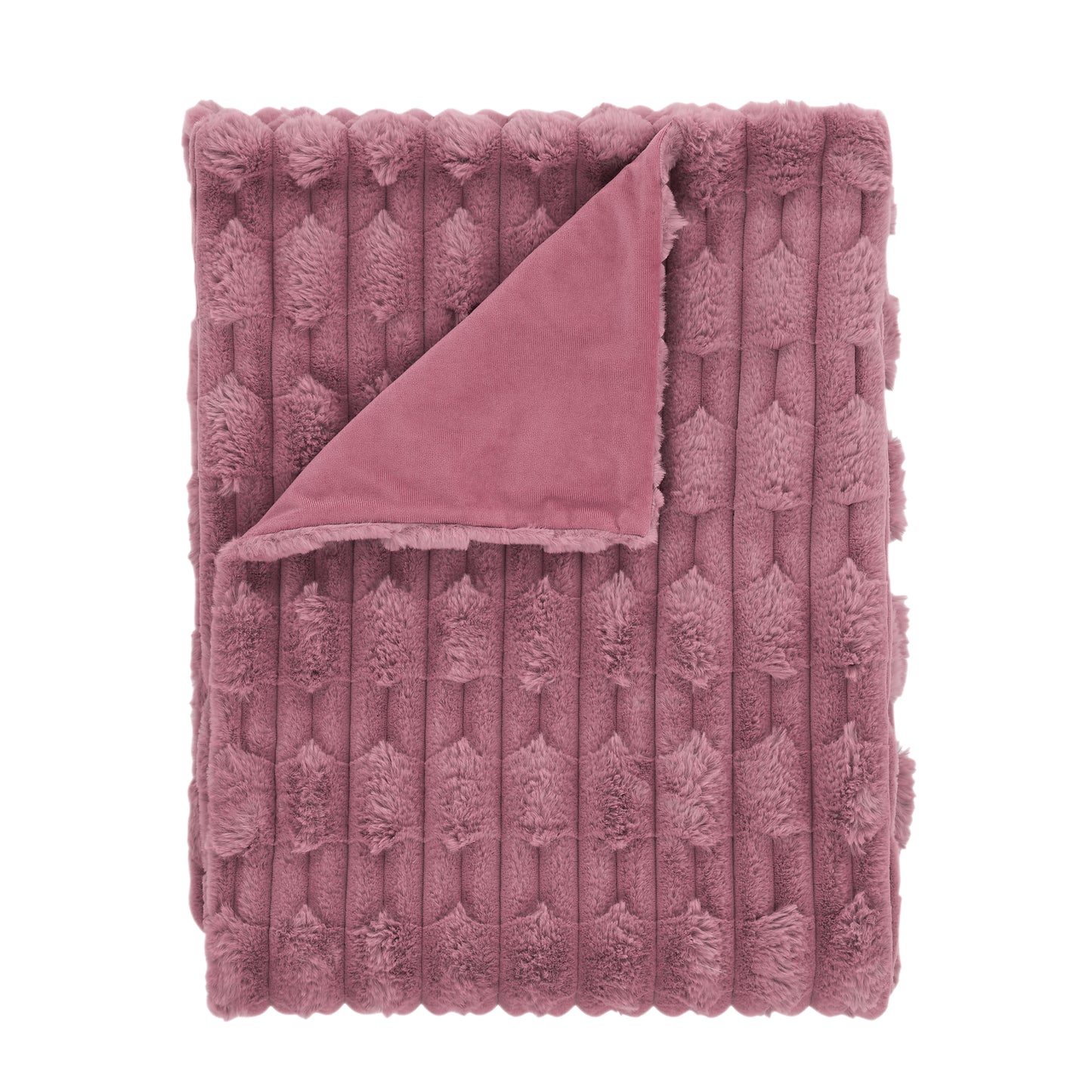 Bianca So Soft Carved Faux Fur 150 x 200cm Blanket Throw in Pink