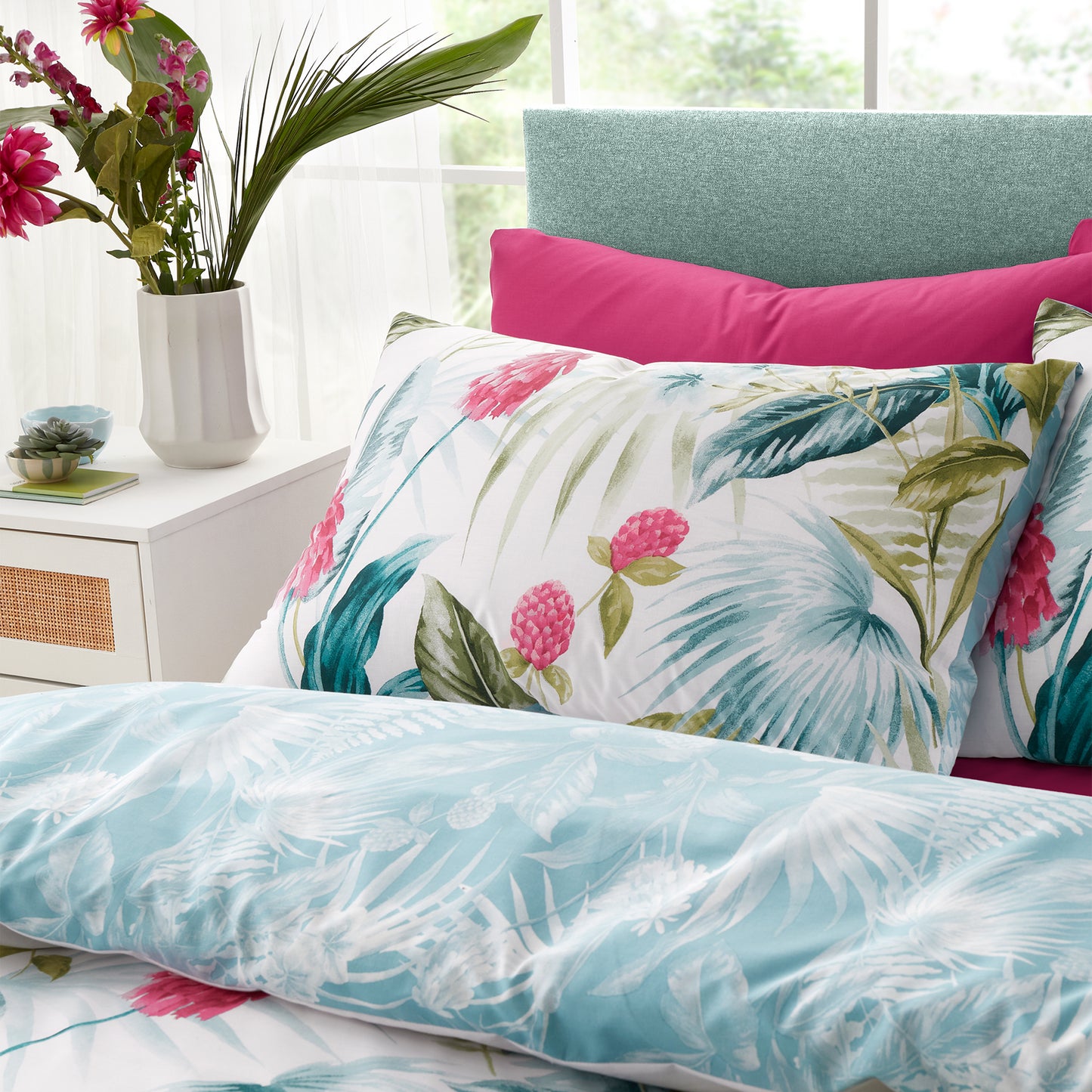 Aruba Tropical Floral Reversible Duvet Cover Set by Catherine Lansfield