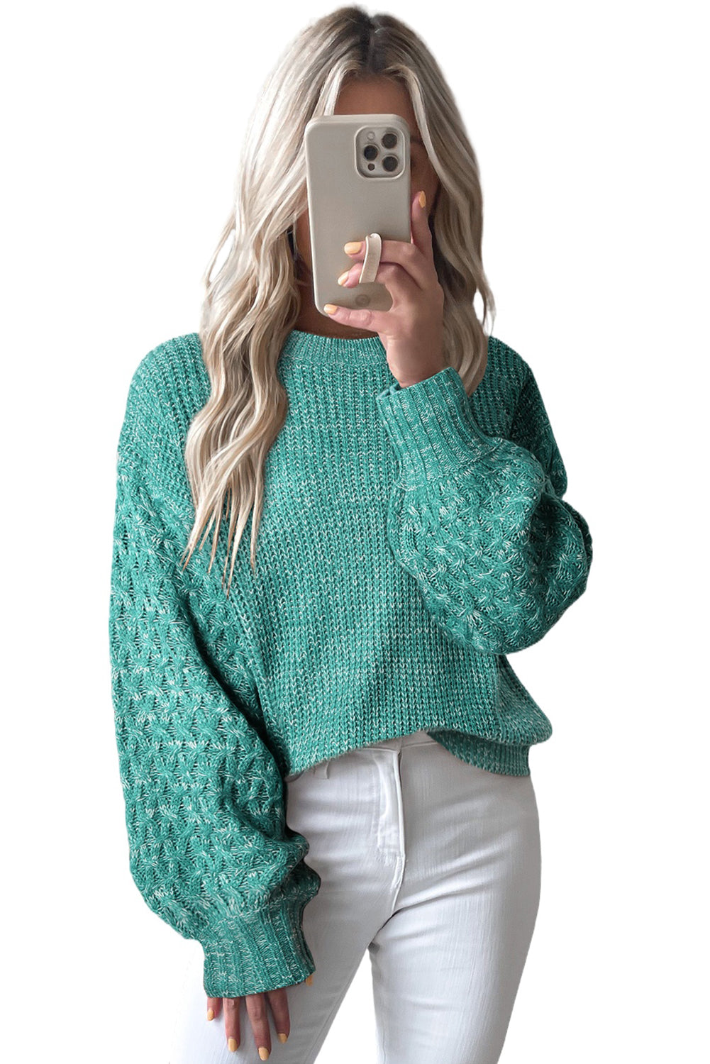 Chunky Knit Sleeve Drop Shoulder Sweater