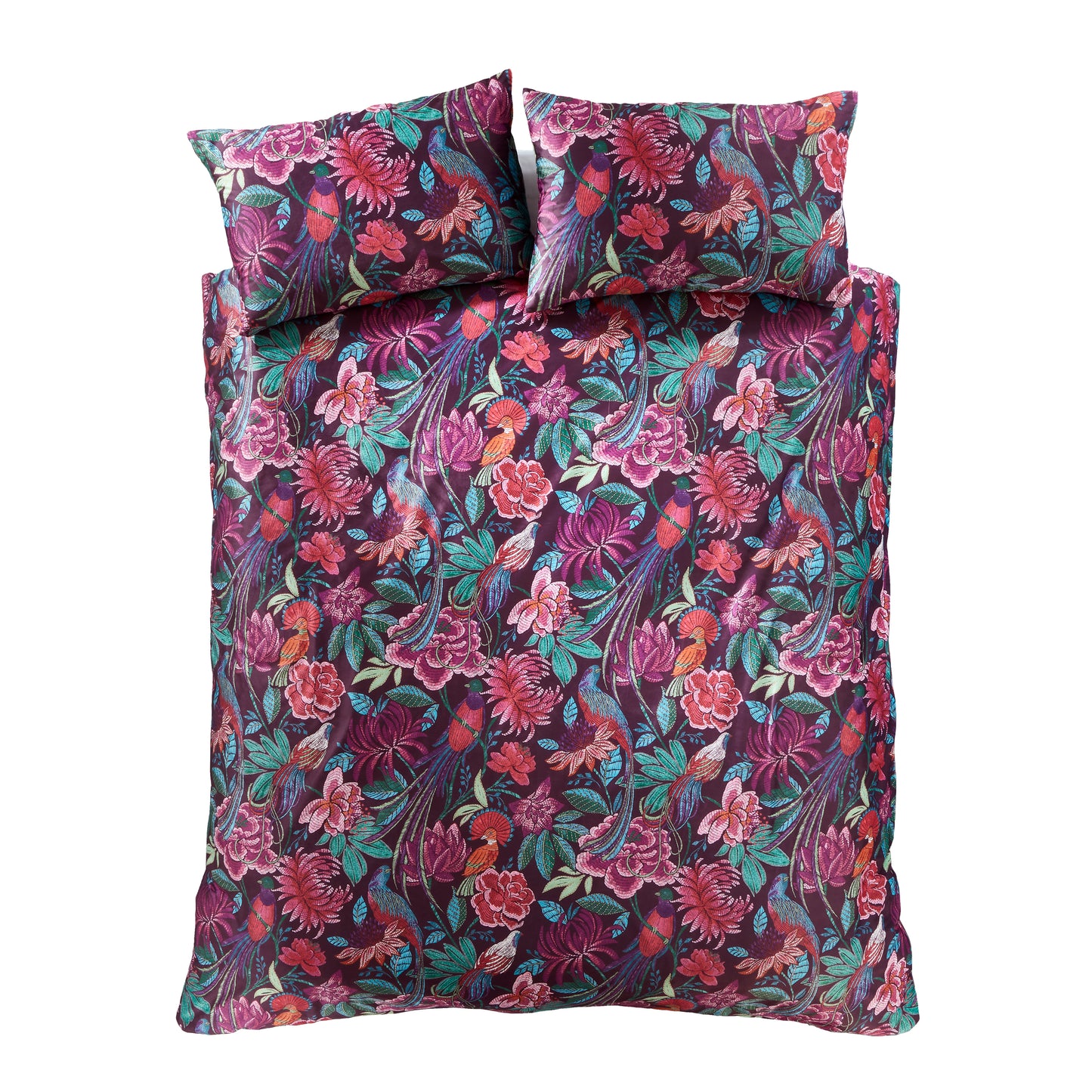 Kate Floral Soft Velvet Duvet Cover Set in Plum - Bridgerton By Catherine Lansfield