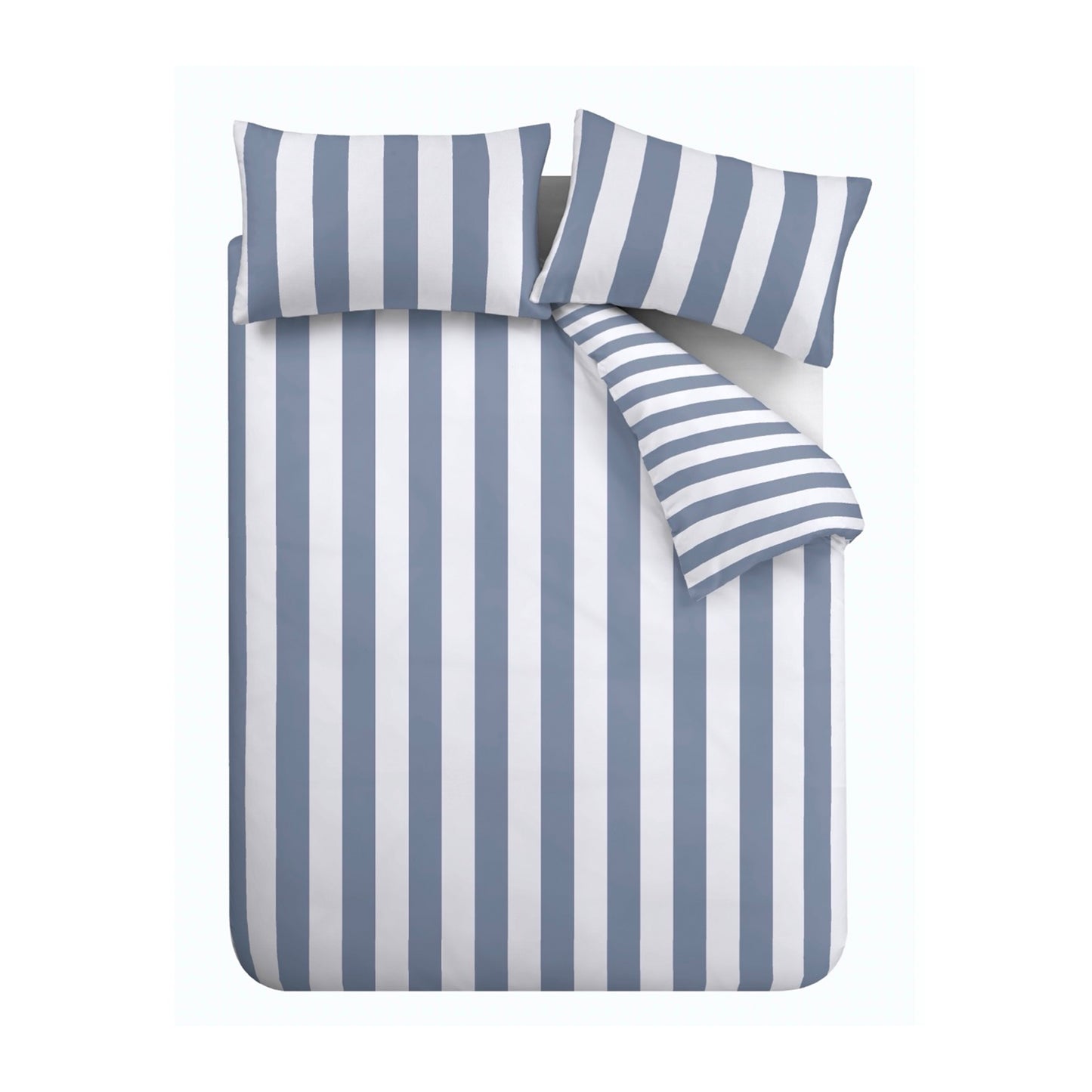 Cove Stripe Reversible Cover Set in Blue by Catherine Lansfield