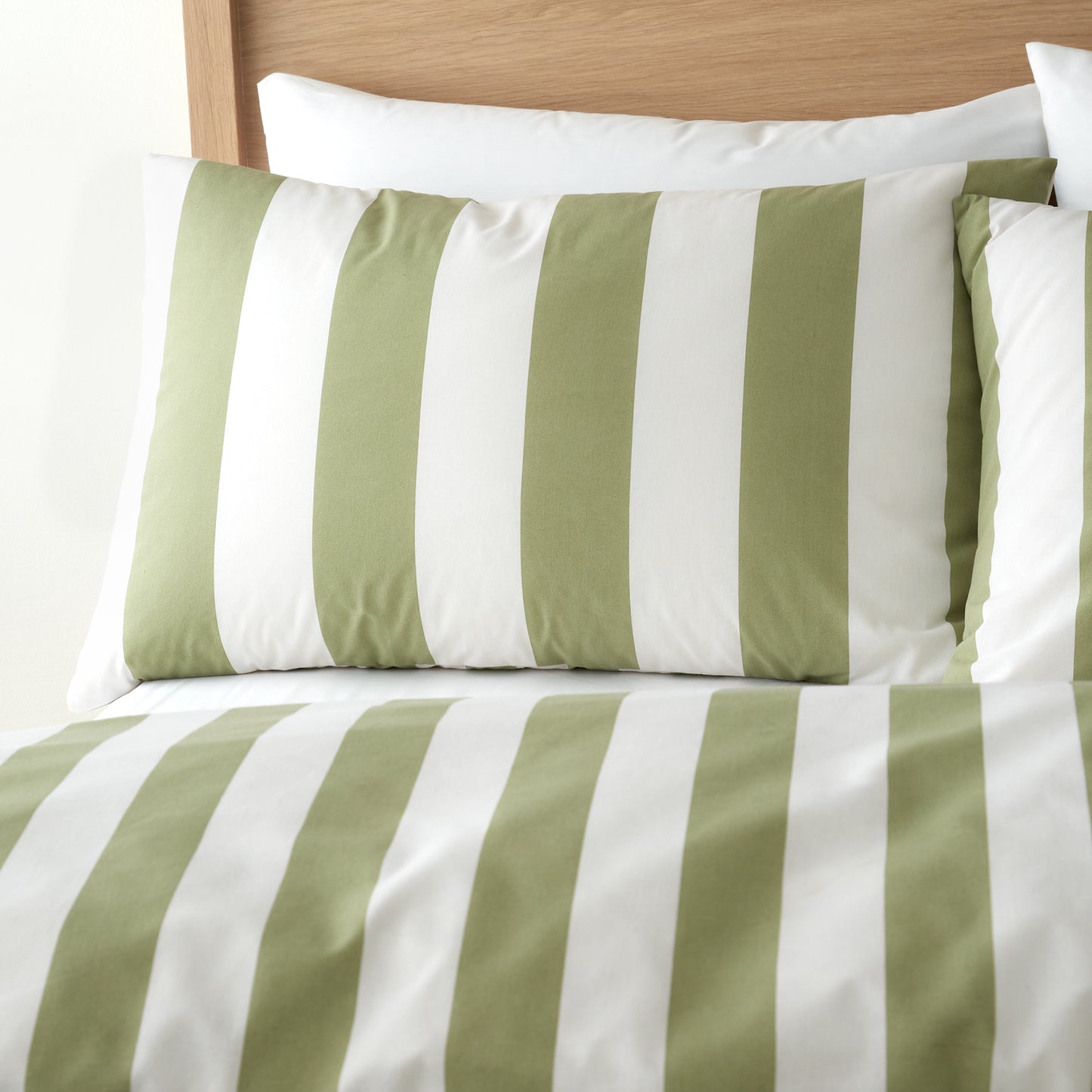 Cove Stripe Reversible Duvet Cover Set in Green by Catherine Lansfield