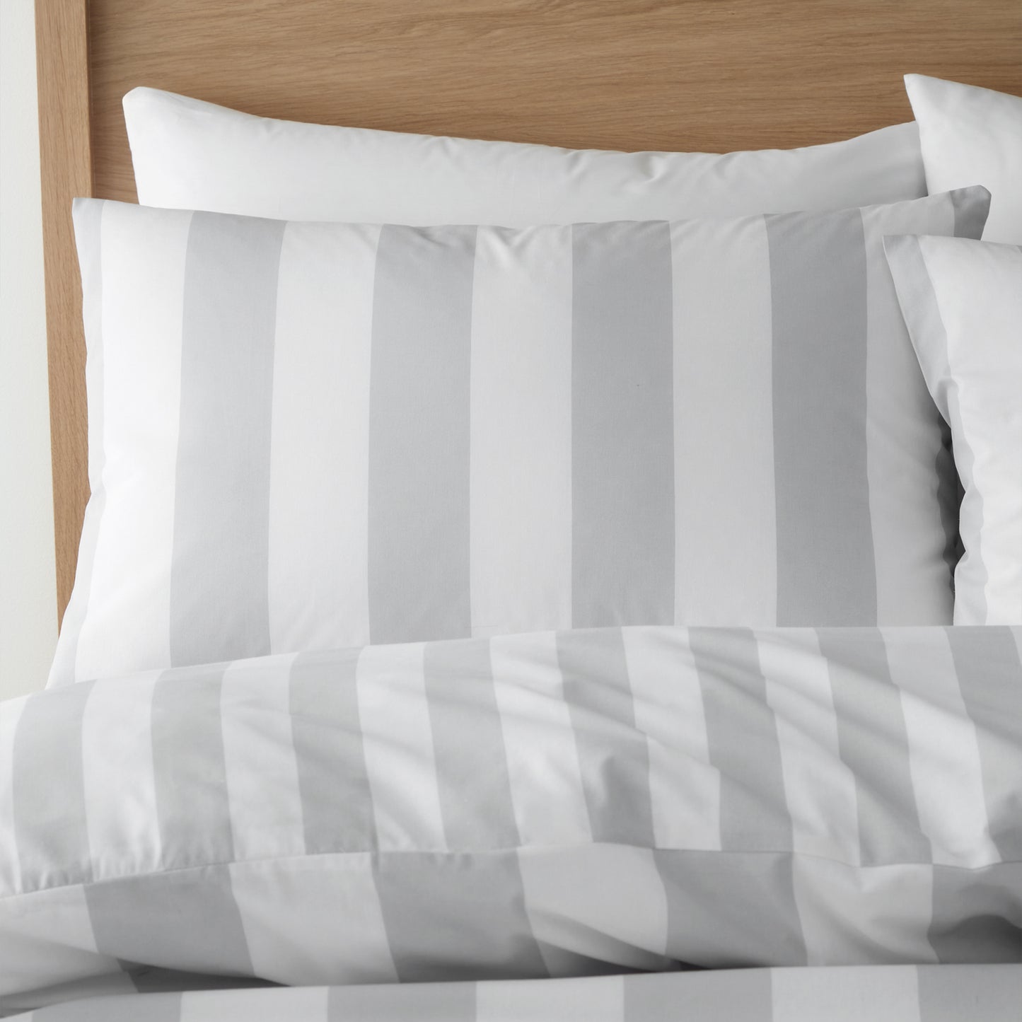 Cove Stripe Reversible Duvet Cover Set in Silver by Catherine Lansfield