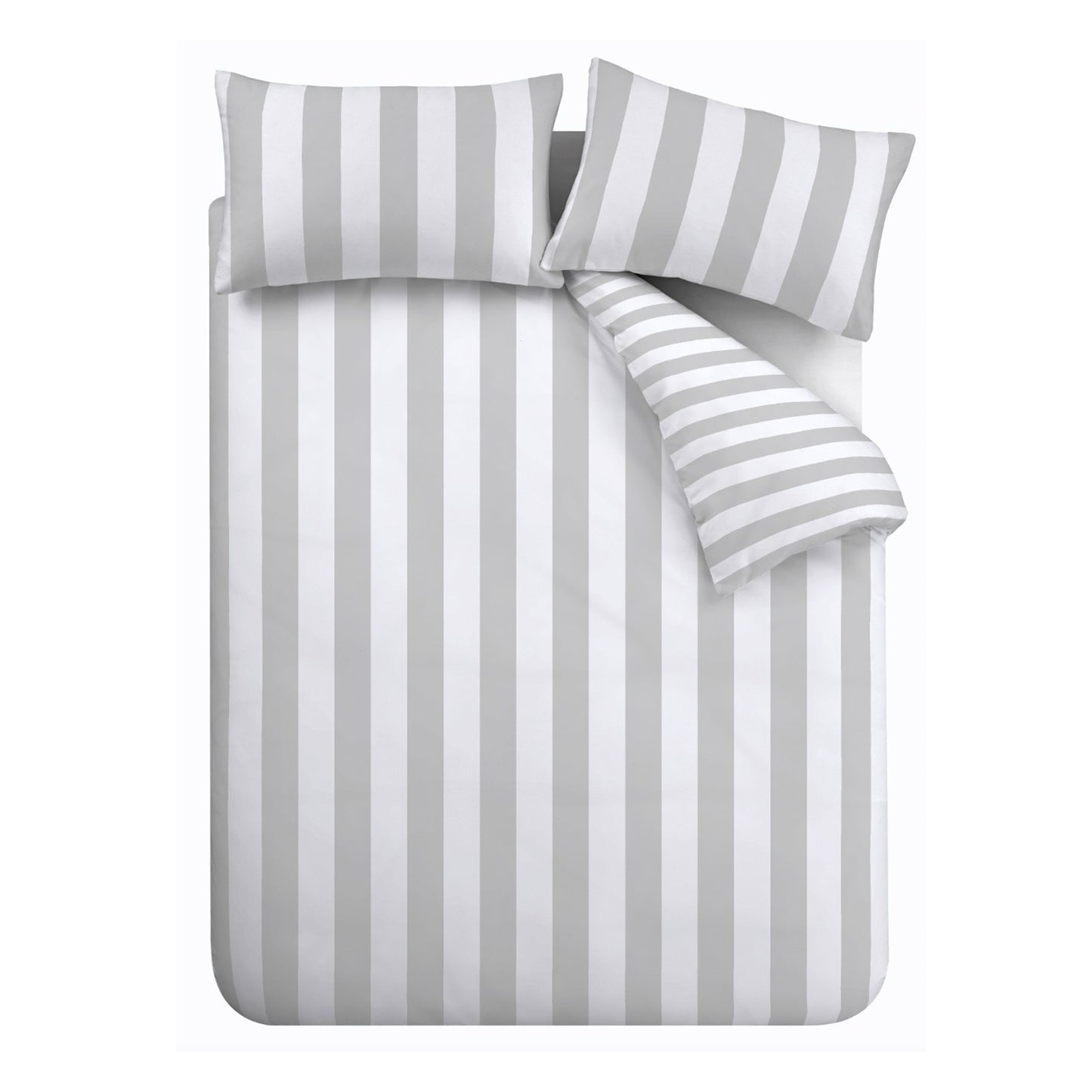 Cove Stripe Reversible Duvet Cover Set in Silver by Catherine Lansfield