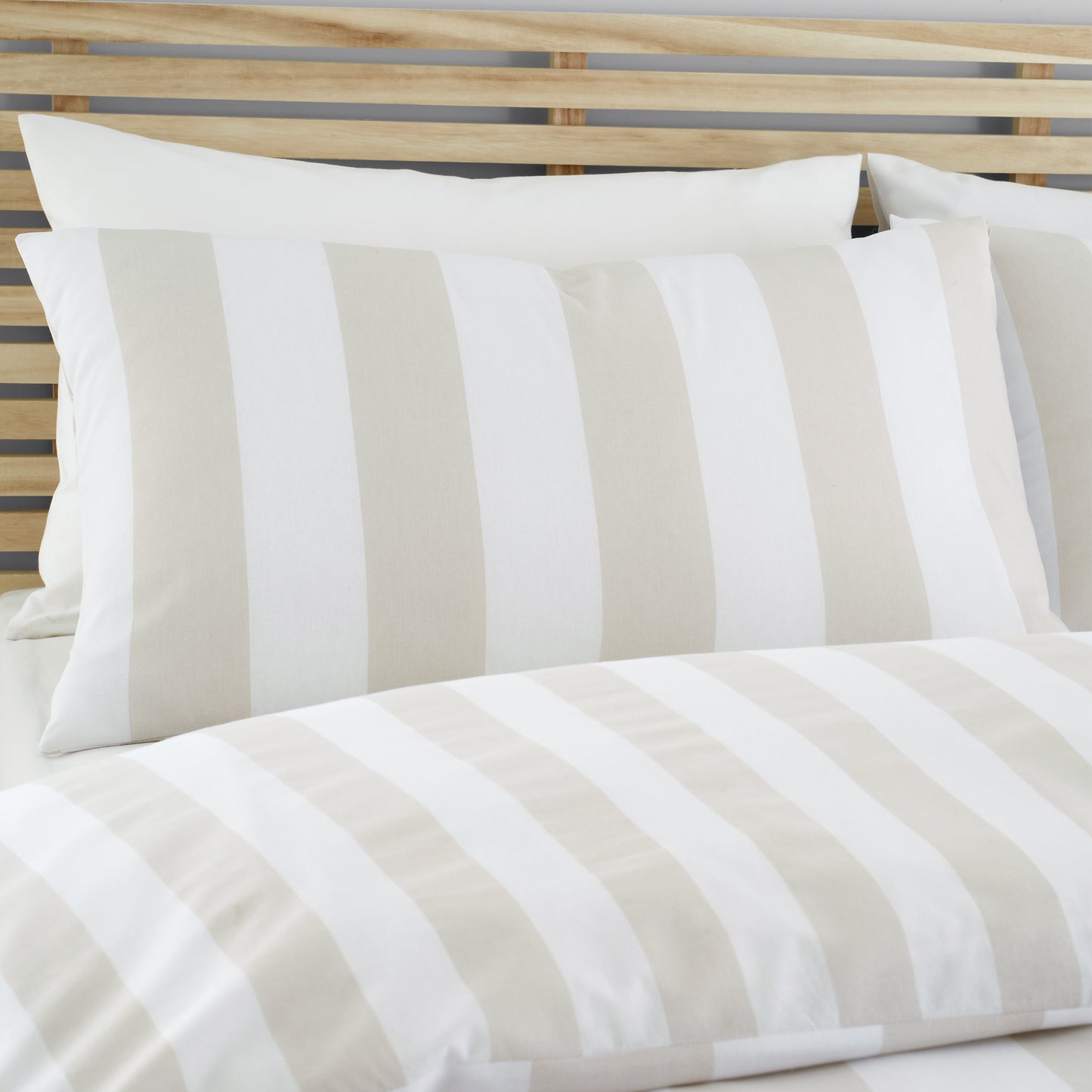 Cove Stripe Reversible Cover Set in Natural by Catherine Lansfield