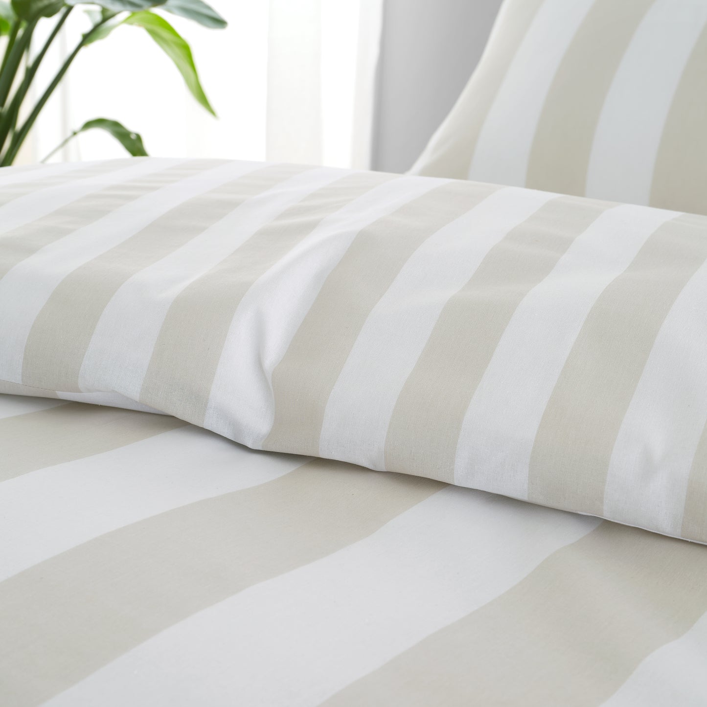 Cove Stripe Reversible Cover Set in Natural by Catherine Lansfield