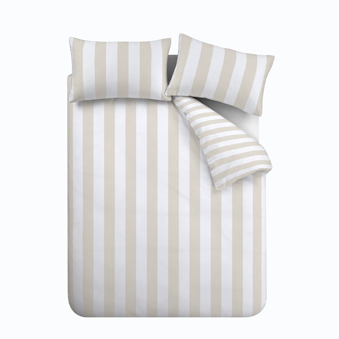 Cove Stripe Reversible Cover Set in Natural by Catherine Lansfield