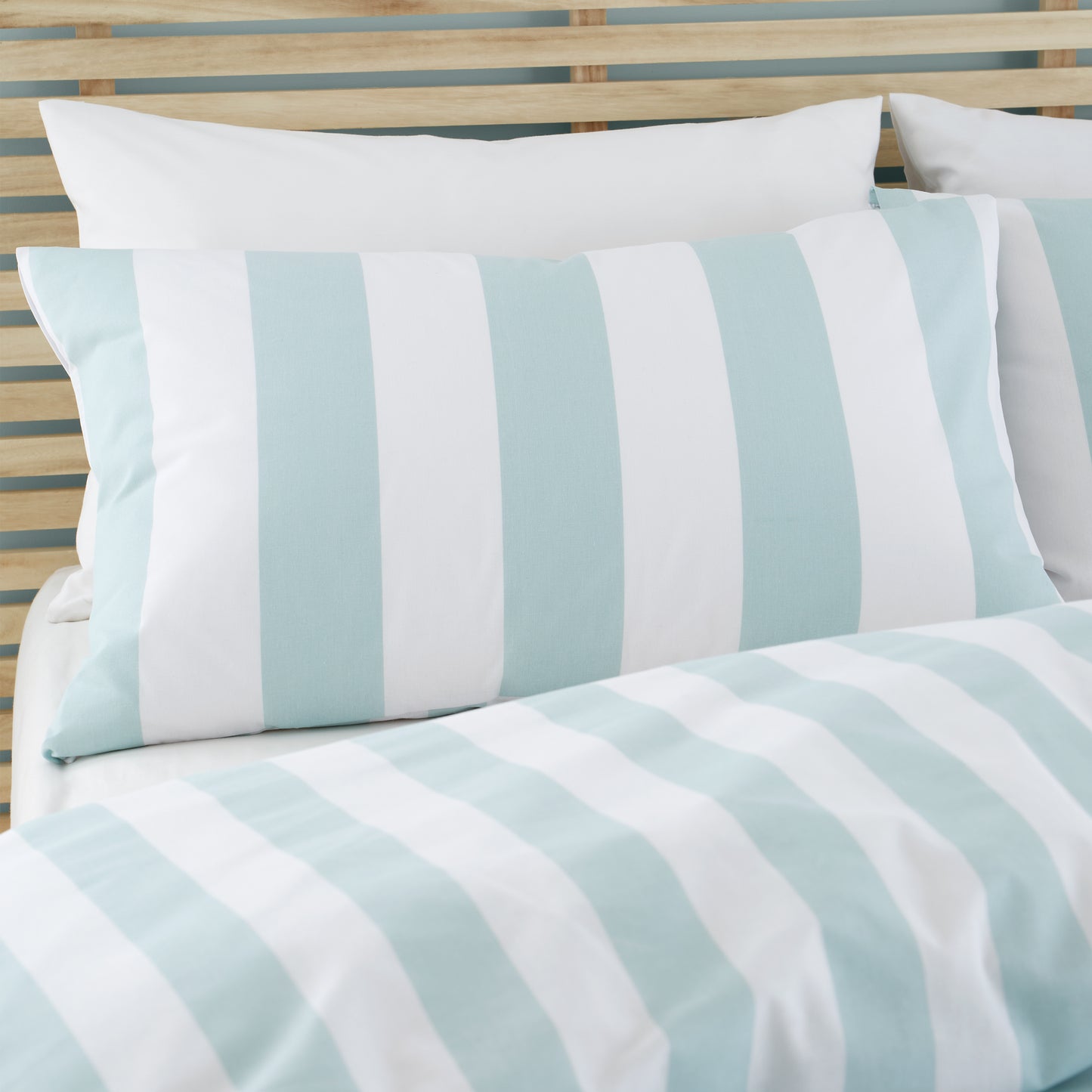 Cove Stripe Reversible Duvet Cover Set in Duck Egg by Catherine Lansfield