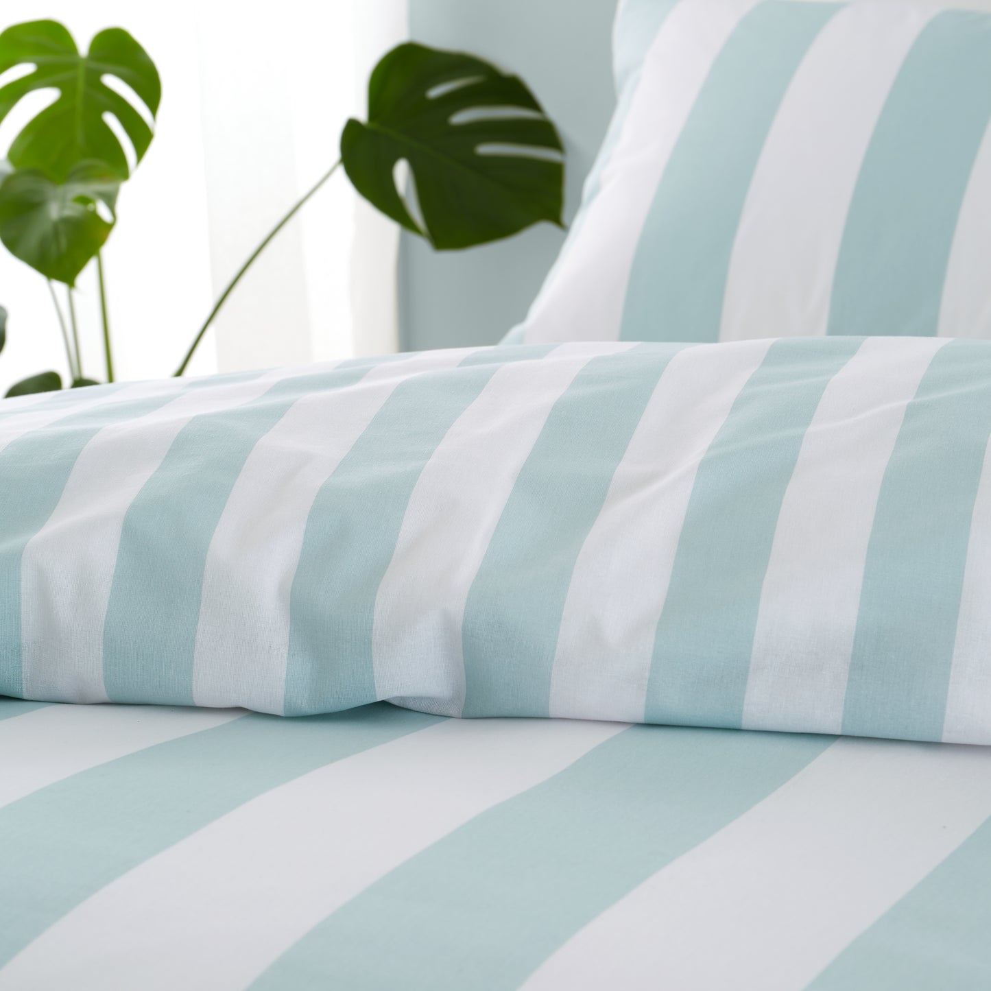 Cove Stripe Reversible Duvet Cover Set in Duck Egg by Catherine Lansfield