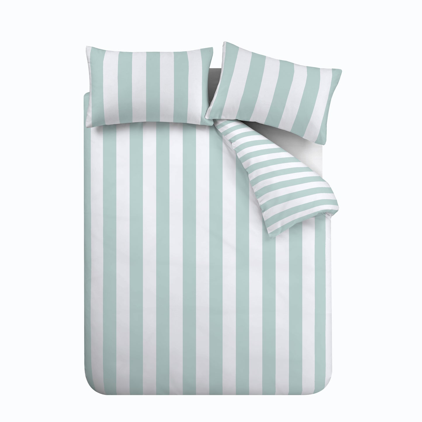 Cove Stripe Reversible Duvet Cover Set in Duck Egg by Catherine Lansfield