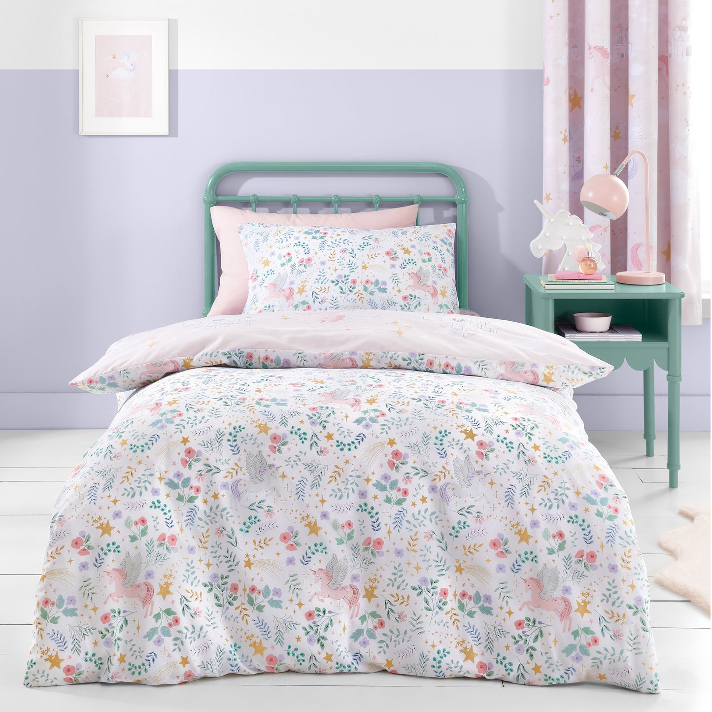 Fairytale Unicorn Pink Duvet Cover Set by Catherine Lansfield kids