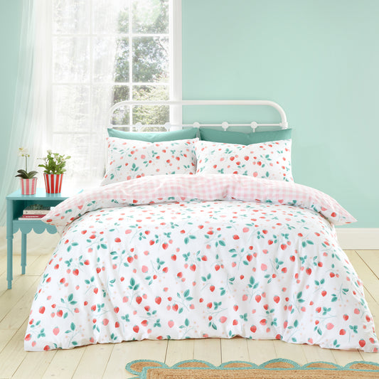 Strawberry Garden Reversible Duvet Cover Set by Catherine Lansfield