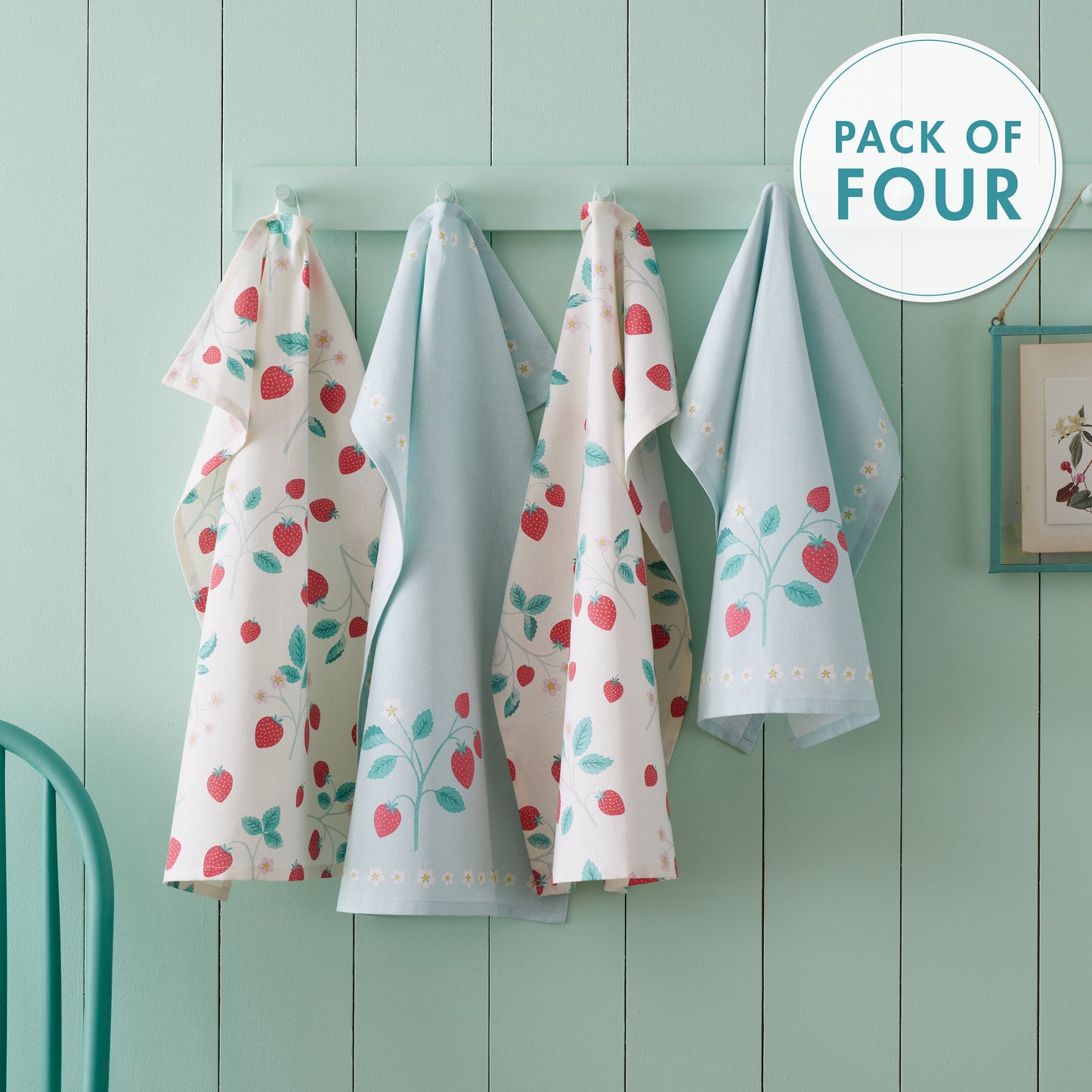 Strawberry Garden Pack of 4 Tea Towels