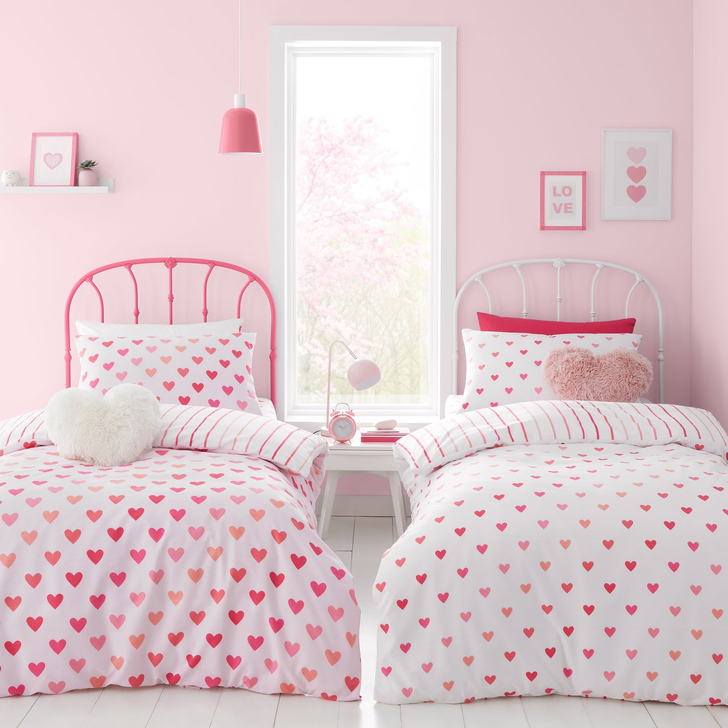 So Soft Hearts and Stripes Duvet Cover Set - Twin Pack by Catherine Lansfield Kids