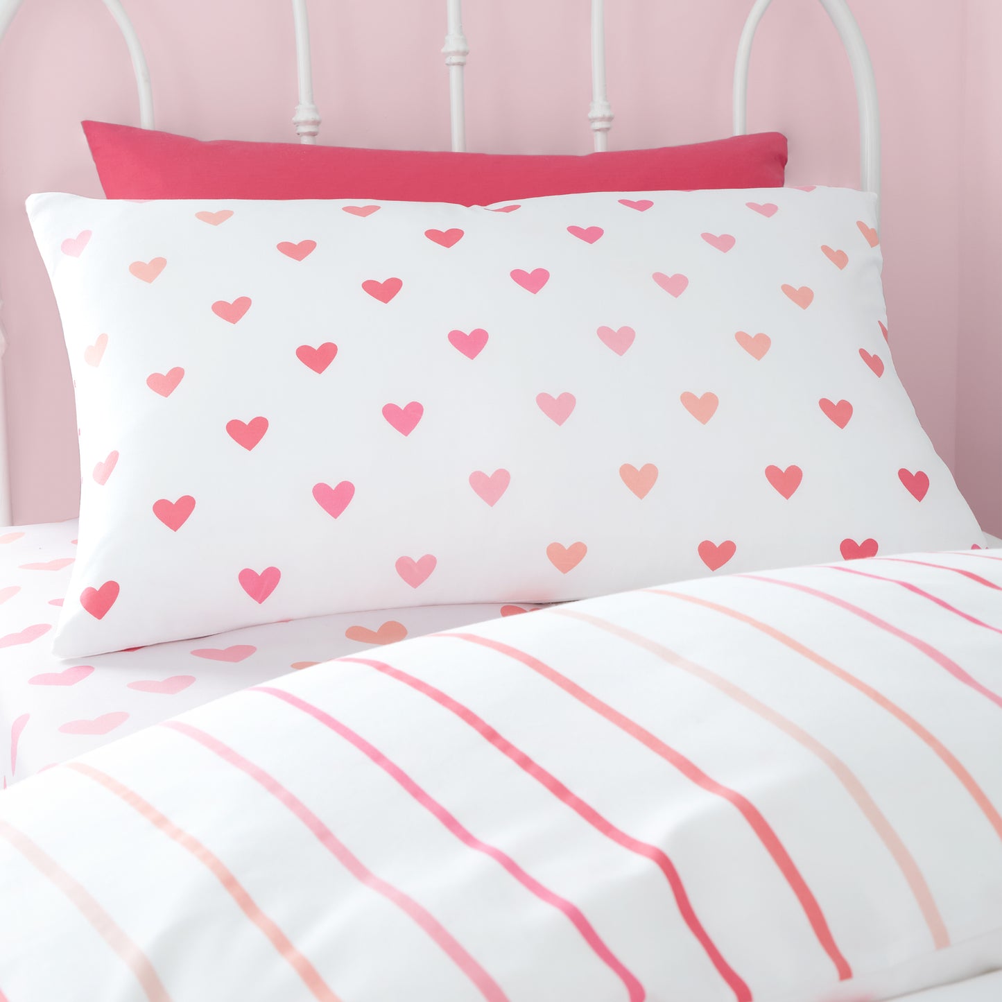 So Soft Hearts and Stripes Duvet Cover Set - Twin Pack by Catherine Lansfield Kids