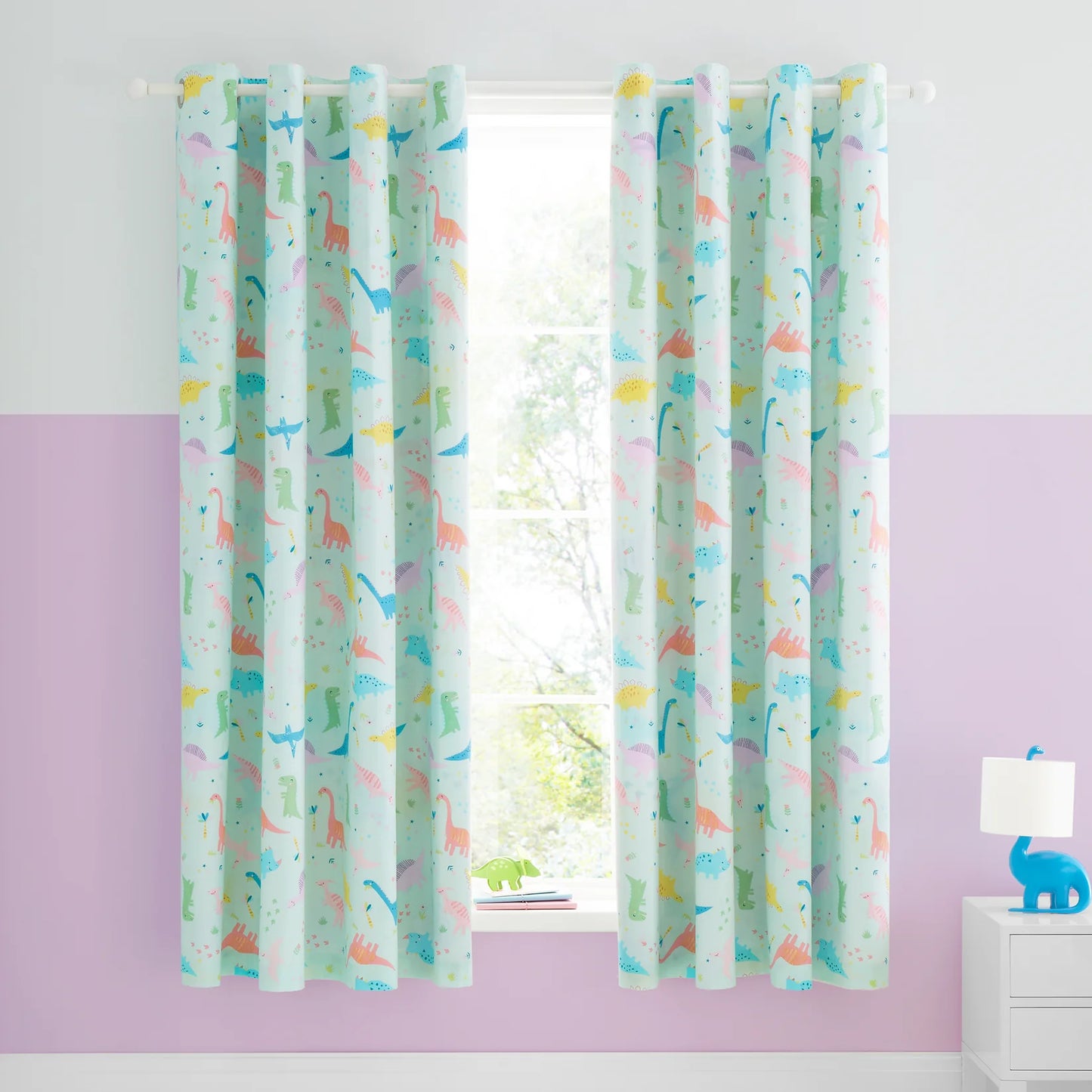 Dinosaur Friends Eyelet Curtains by Catherine Lansfield kids