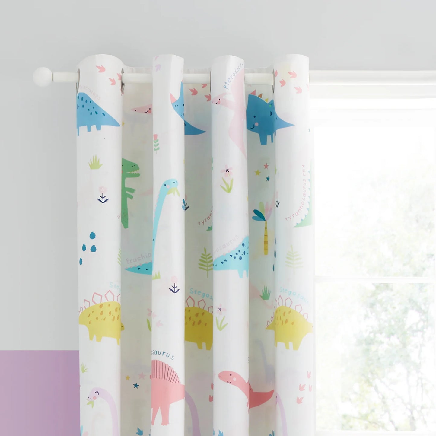 Dinosaur Friends Eyelet Curtains by Catherine Lansfield kids