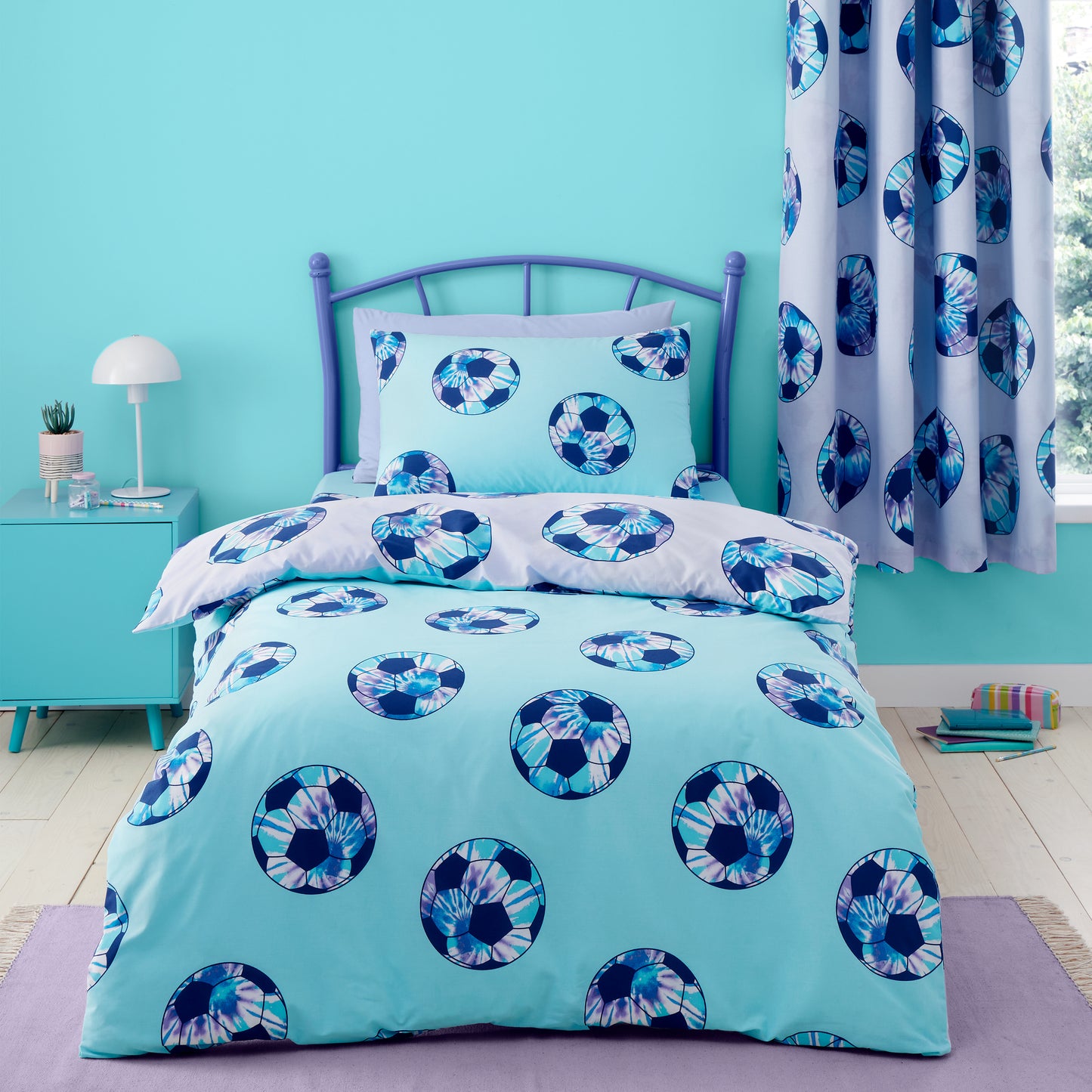 Tie Dye Football Lilac Duvet Cover Set by Catherine Lansfield kids