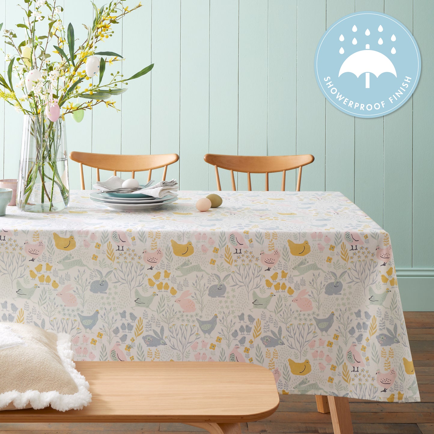 Cottage Friends Cotton Table Cloth in Natural by Catherine Lansfield