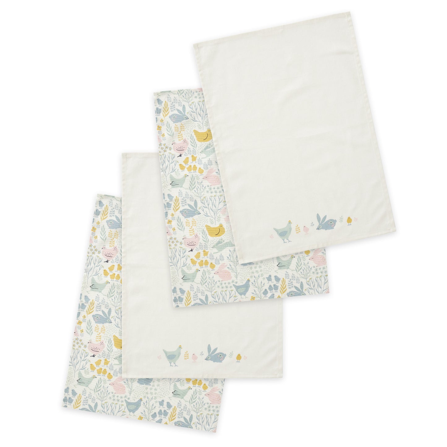 Cottage Friends Cotton Kitchen Tea Towel,  Pack of 4 in Natural By Catherine Lansfield
