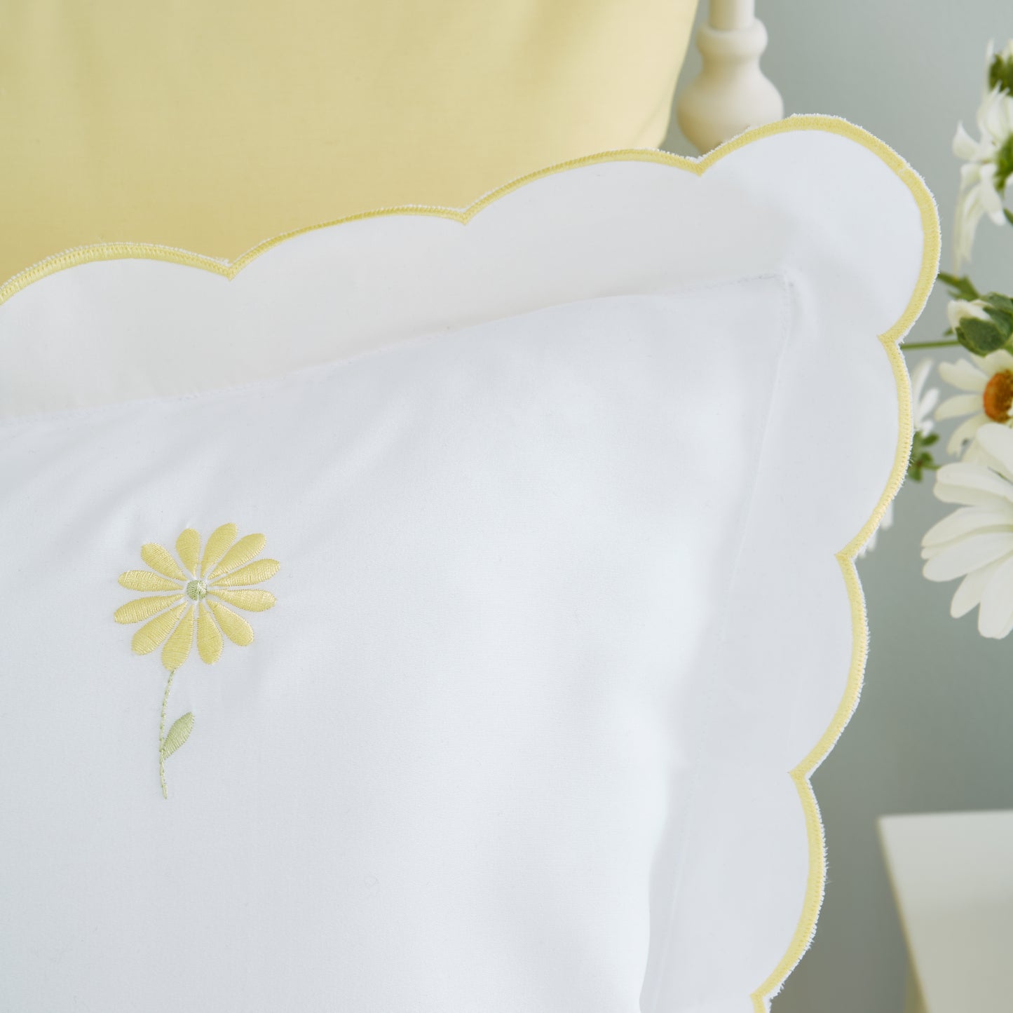 Lorna Embroidered Daisy Duvet Cover Set by Catherine Lansfield