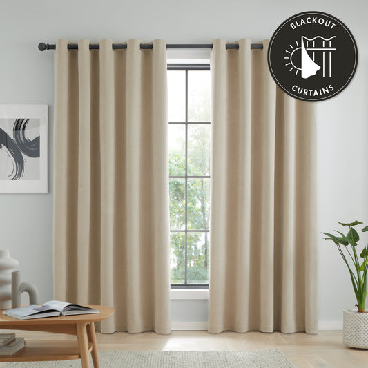 Wilson Blackout Thermal Curtains in Natural by Catherine Lansfield