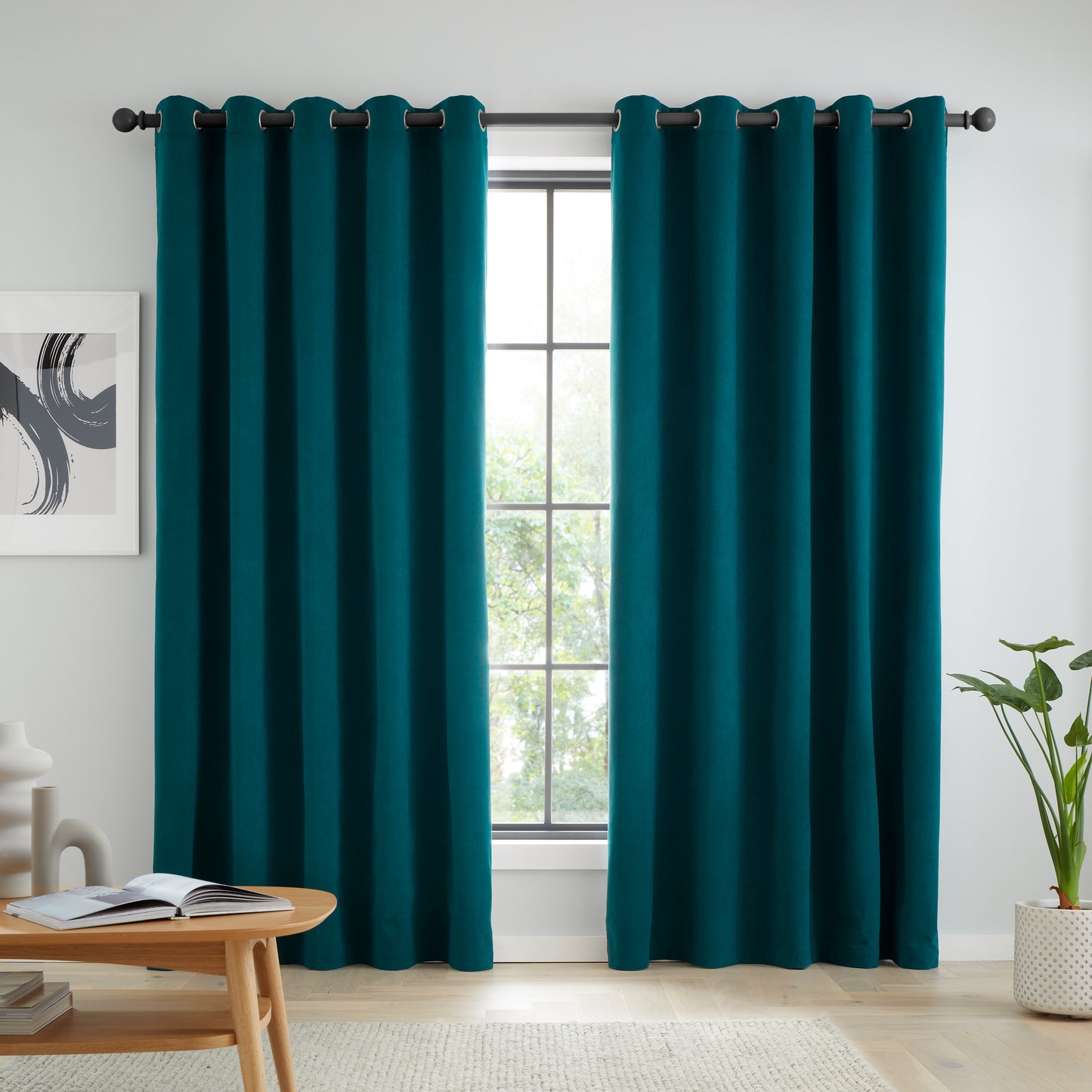 Wilson Blackout Thermal Curtains in Green by Catherine Lansfield