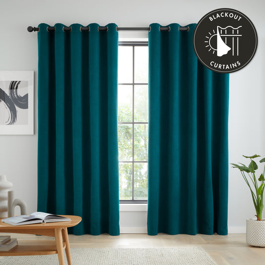 Wilson Blackout Thermal Curtains in Green by Catherine Lansfield