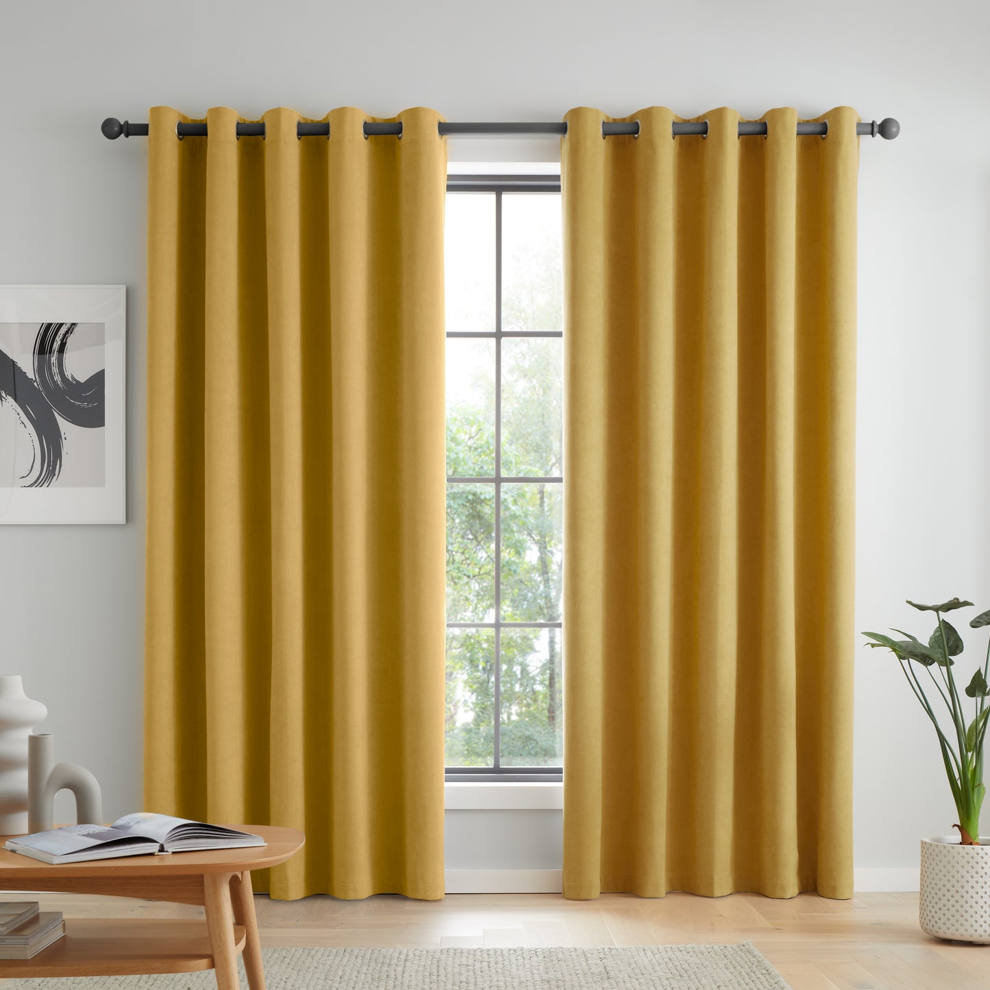 Wilson Blackout Thermal Curtains in Yellow by Catherine Lansfield