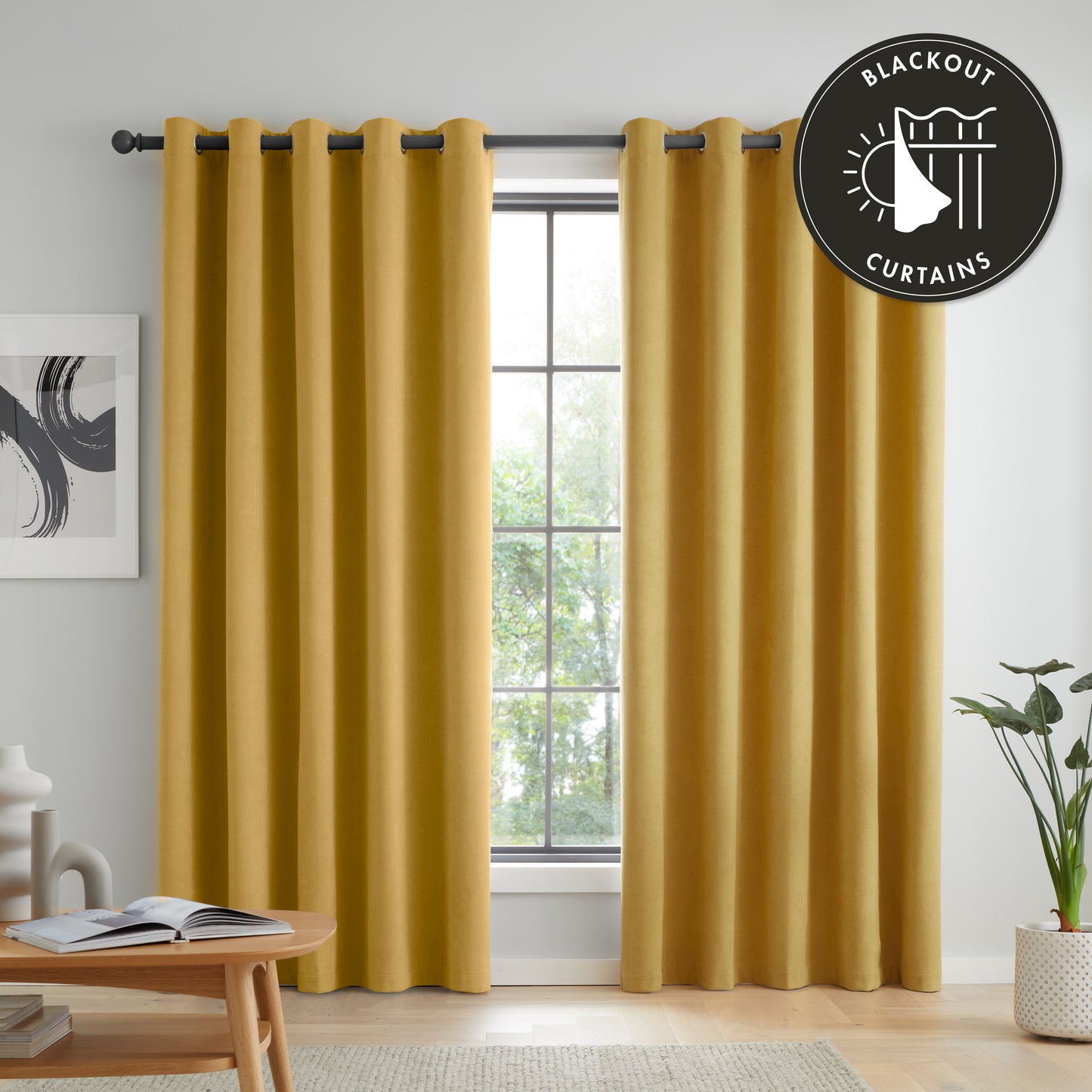 Wilson Blackout Thermal Curtains in Yellow by Catherine Lansfield