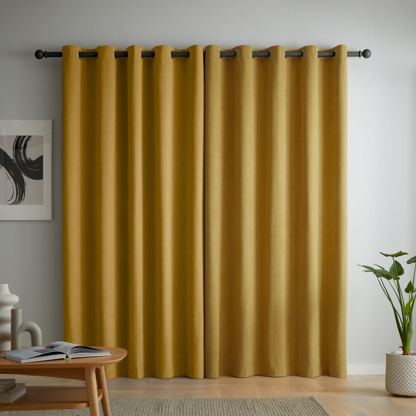 Wilson Blackout Thermal Curtains in Yellow by Catherine Lansfield