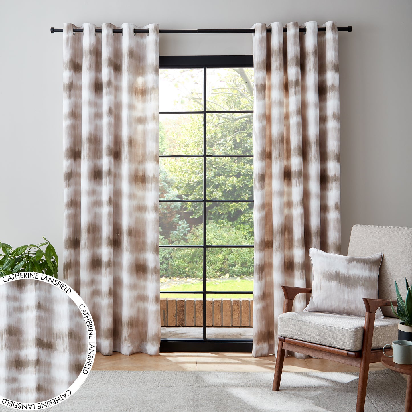 Ombre Texture Thermal Eyelet Curtains in Natural by Catherine Lansfield