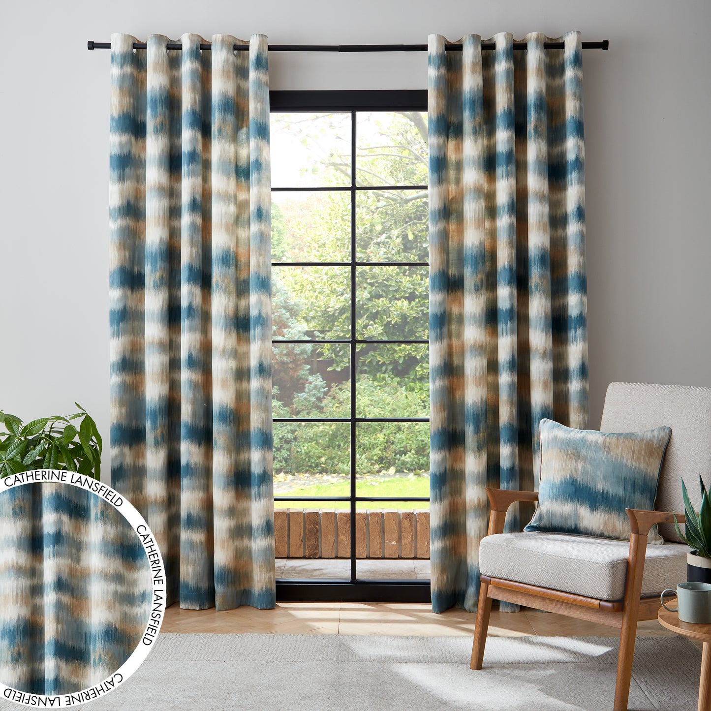 Ombre Texture Thermal Eyelet Curtains in Teal by Catherine Lansfield