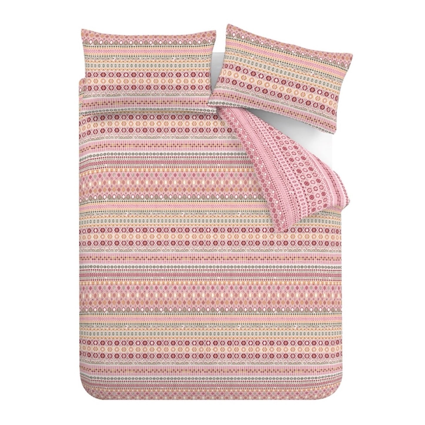 Brushed Cotton Fair isle Reversible Duvet Cover Set in Red by Catherine Lansfield