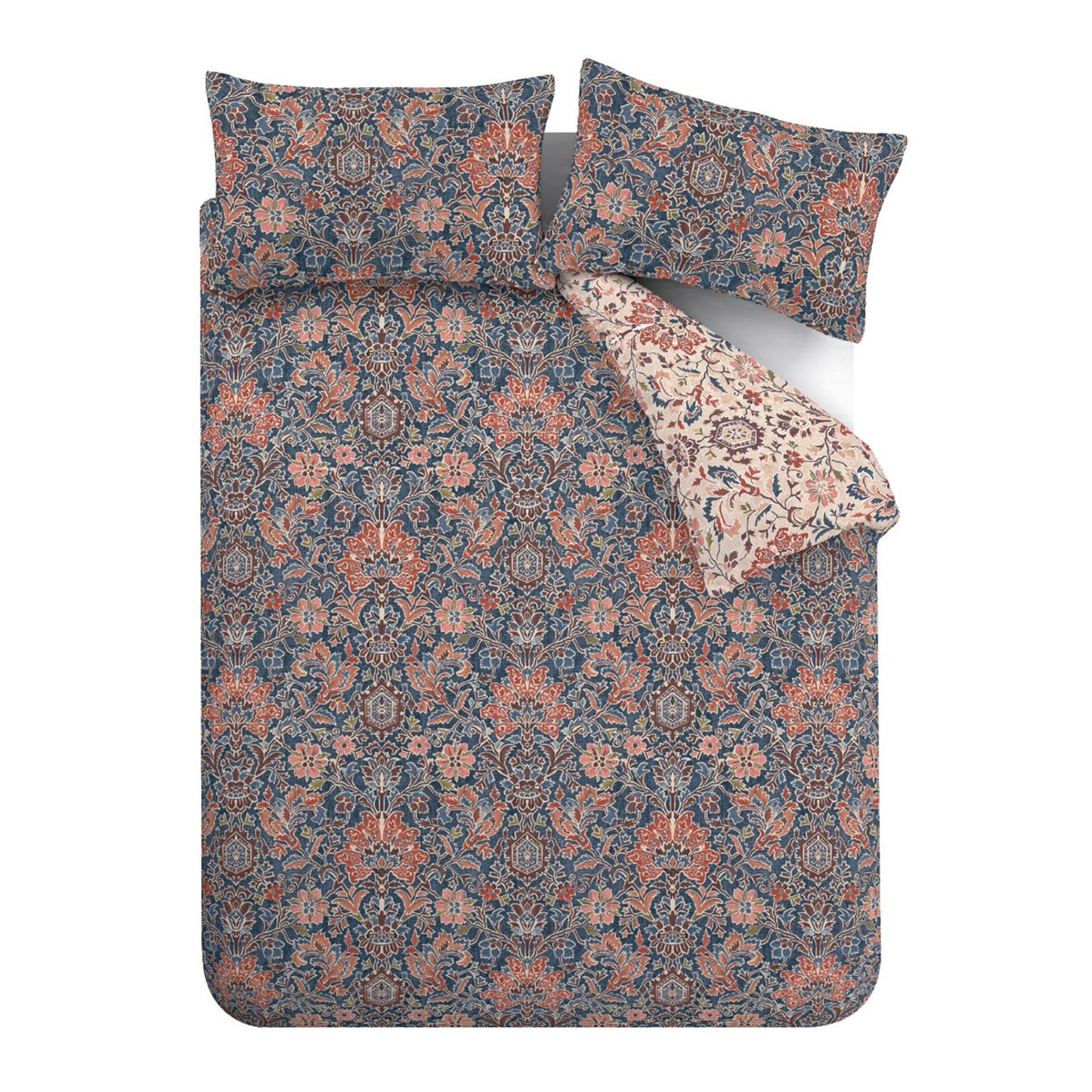 Keera Floral Reversible Duvet Cover Set in Navy Blue by Pineapple Elephant