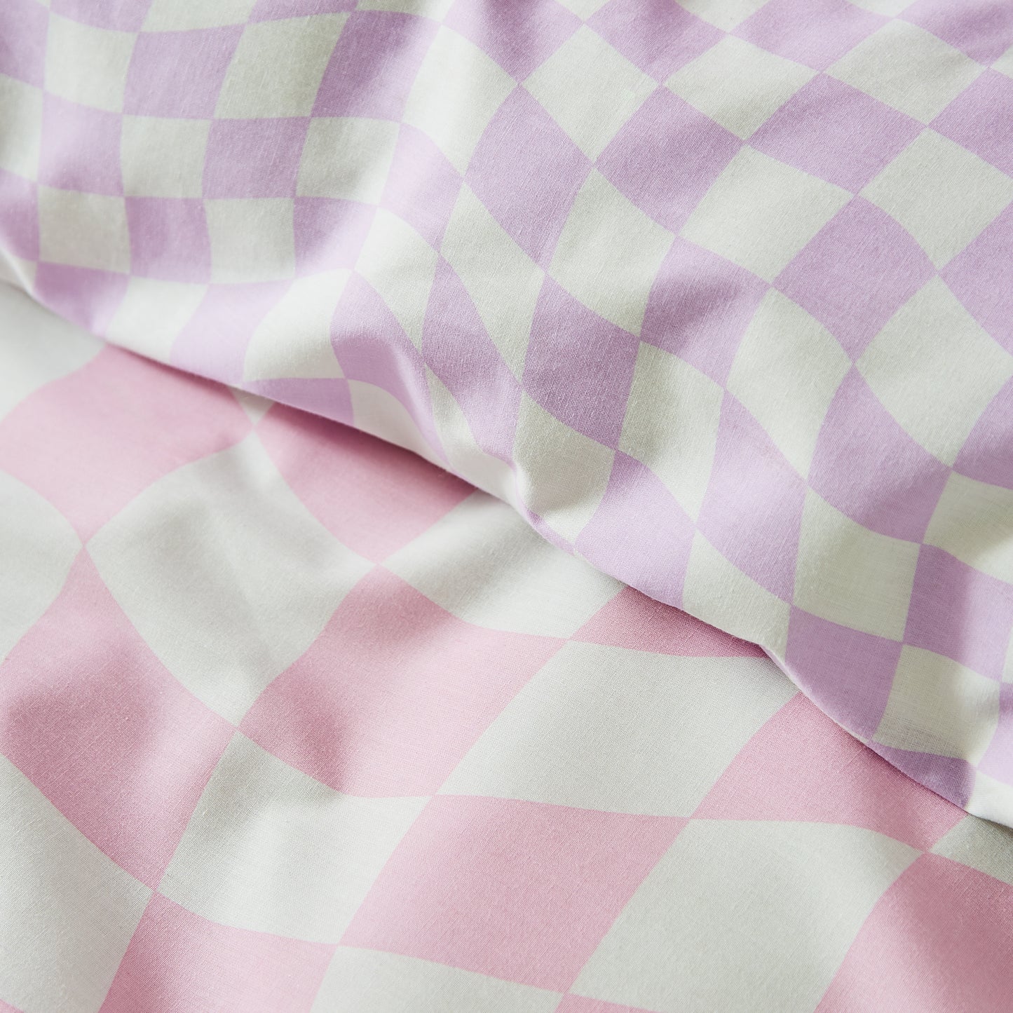 Pink Checkerboard Wave Duvet Cover Set by Sassy B