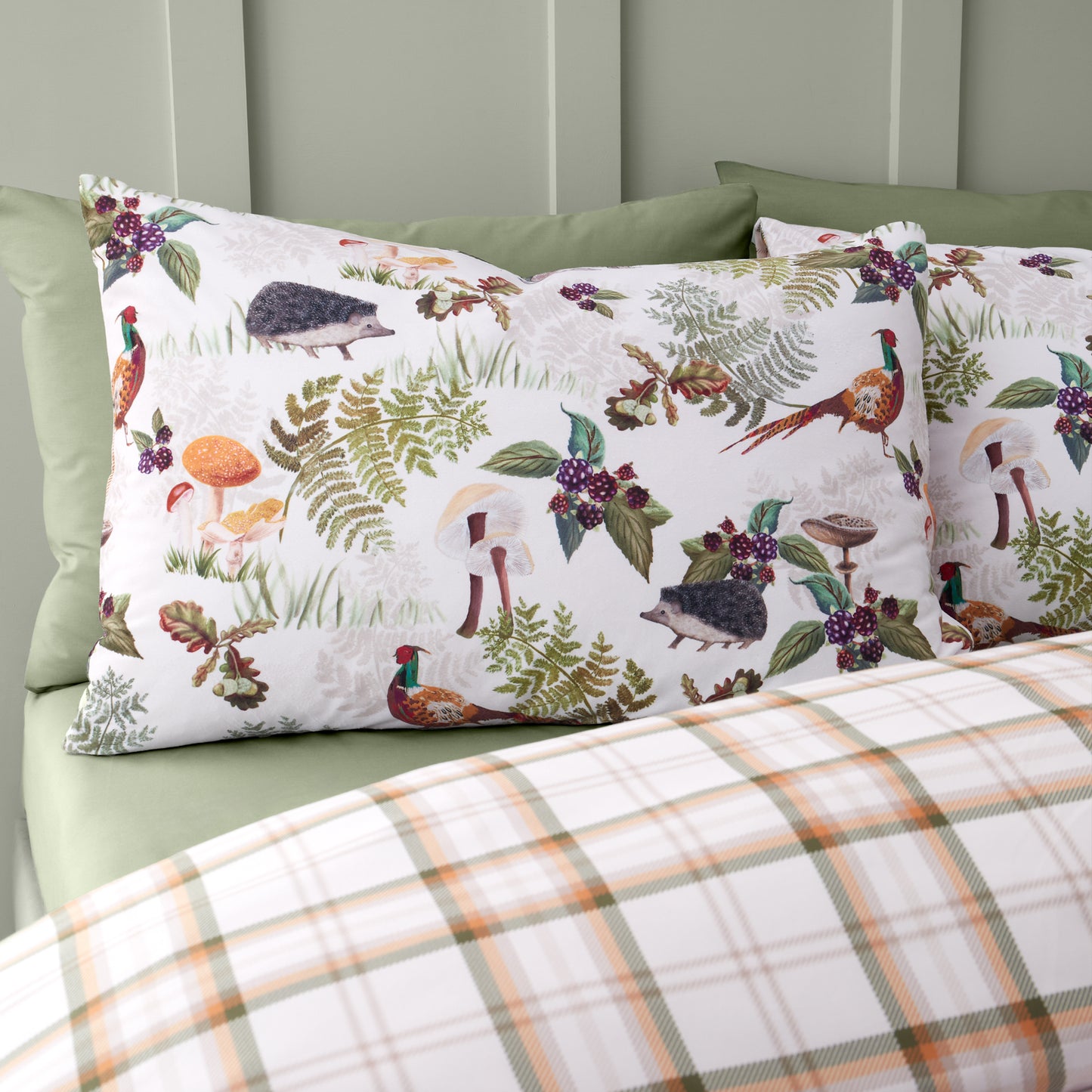 Soft Velvet Woodland Walk Reversible Duvet Cover Set in Natural by Catherine Lansfield