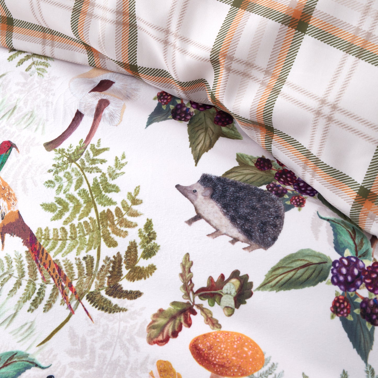 Soft Velvet Woodland Walk Reversible Duvet Cover Set in Natural by Catherine Lansfield