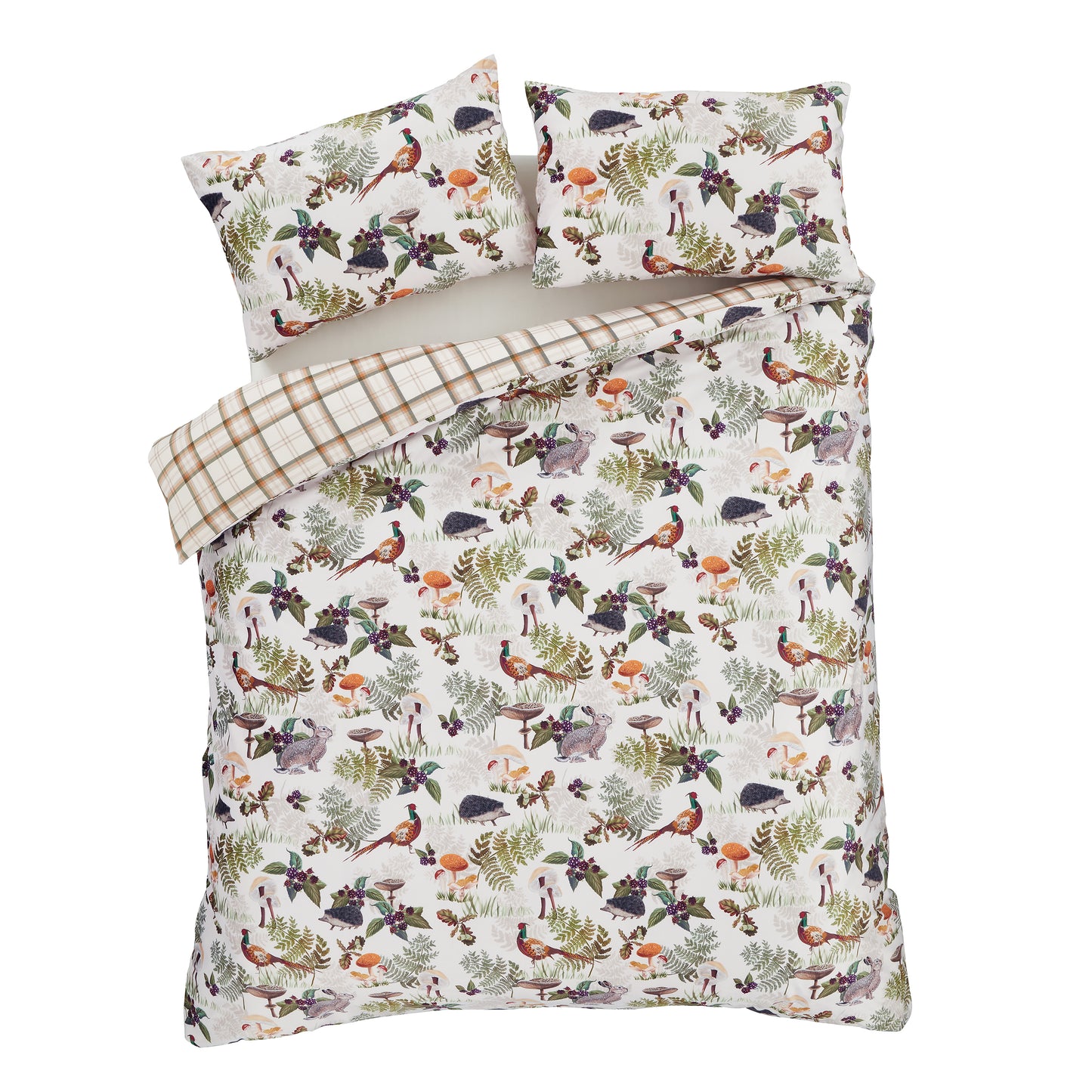 Soft Velvet Woodland Walk Reversible Duvet Cover Set in Natural by Catherine Lansfield