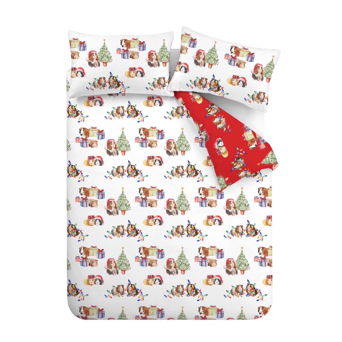 Christmas Guineapig Reversible Duvet Cover Set in White by Catherine Lansfield