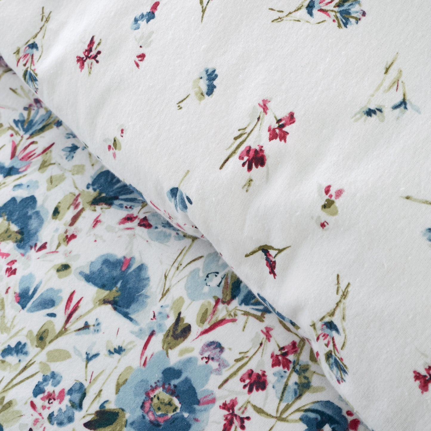 Brushed Cotton Ophelia Floral Reversible Duvet Cover Set in Blue by Bianca