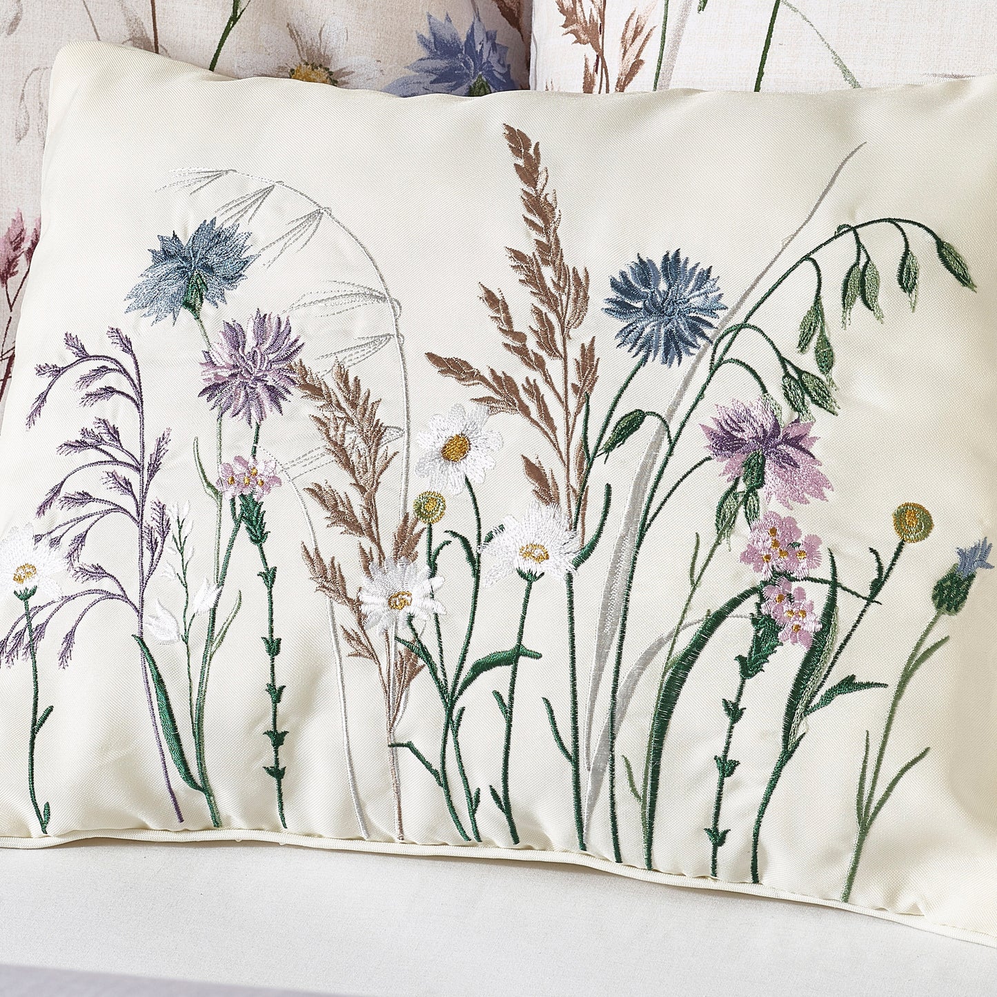 Grasmere Floral Embroidered Cushion in Lilac by Catherine Lansfield