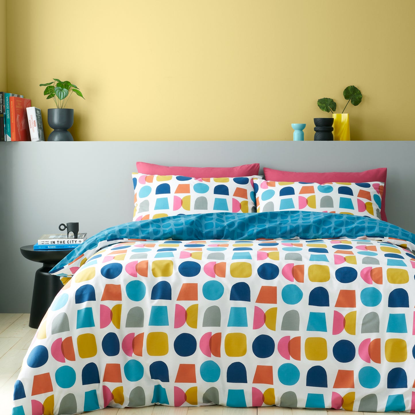 Connect Geo Reversible Duvet Cover Set in Teal by Catherine Lansfield