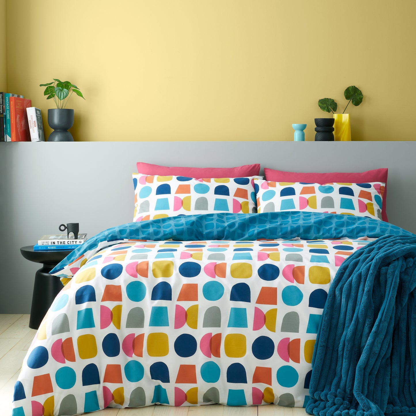 Connect Geo Reversible Duvet Cover Set in Teal by Catherine Lansfield