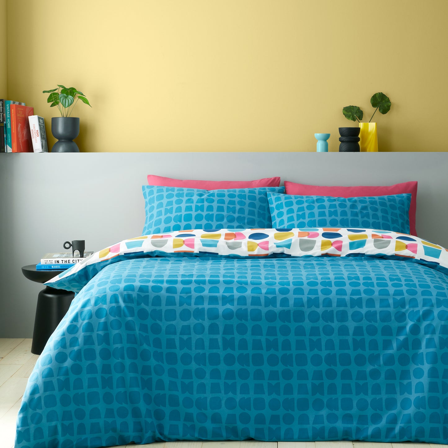 Connect Geo Reversible Duvet Cover Set in Teal by Catherine Lansfield